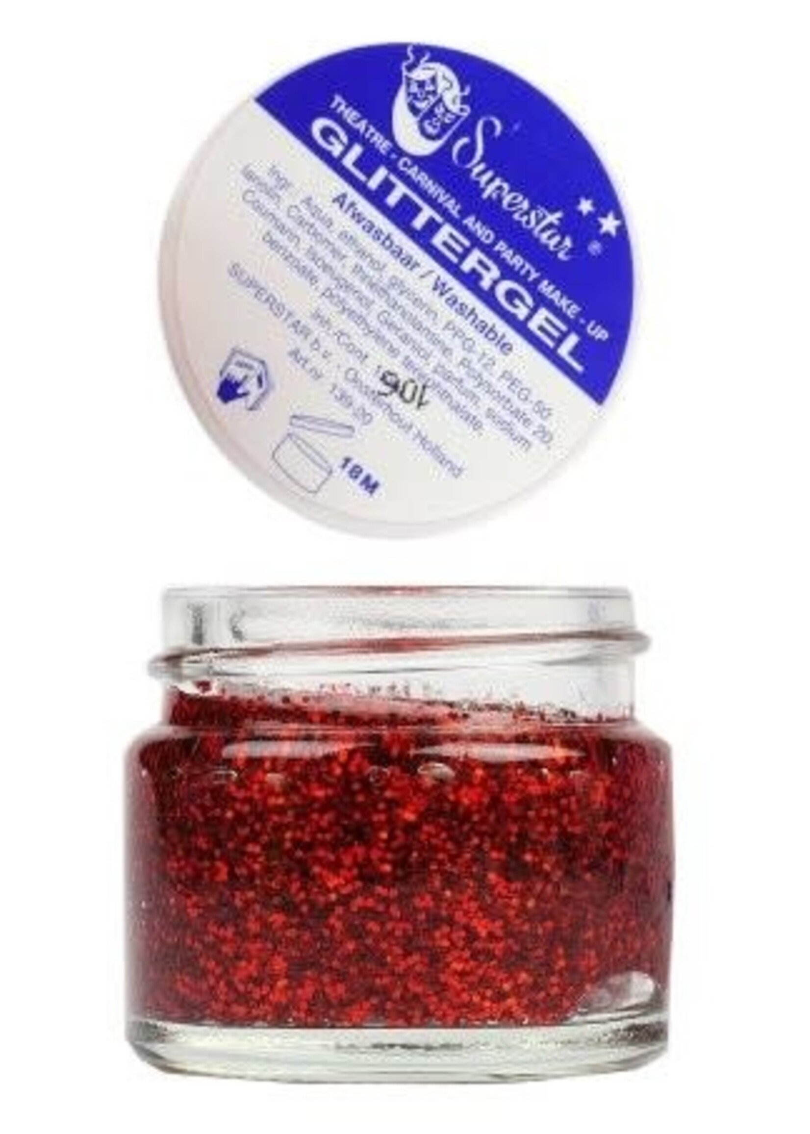 Superstar Glittergel rood (huid&haar) 15 ml