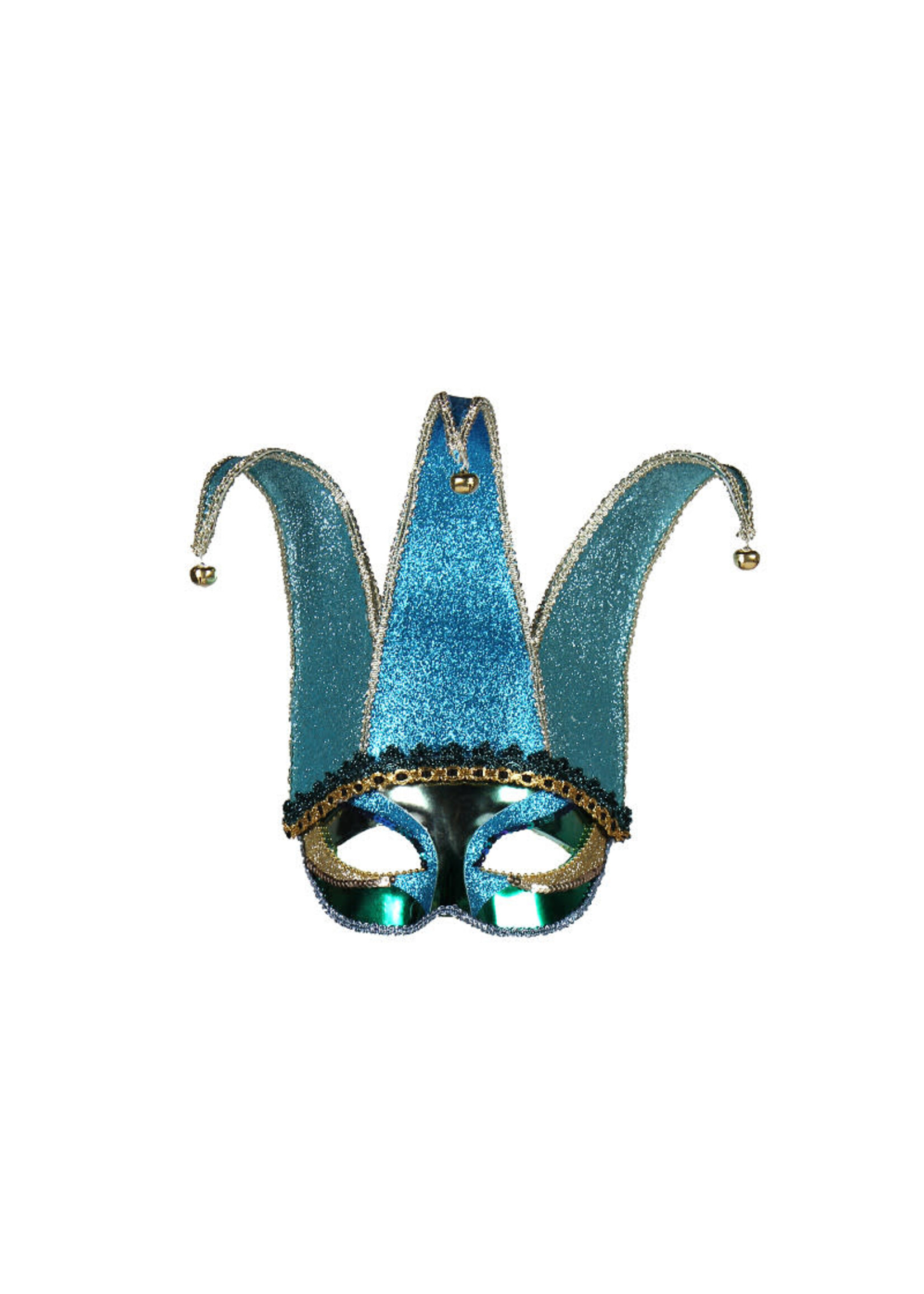 Feestkleding Breda Oogmasker "Jolly Joker" Turquoise