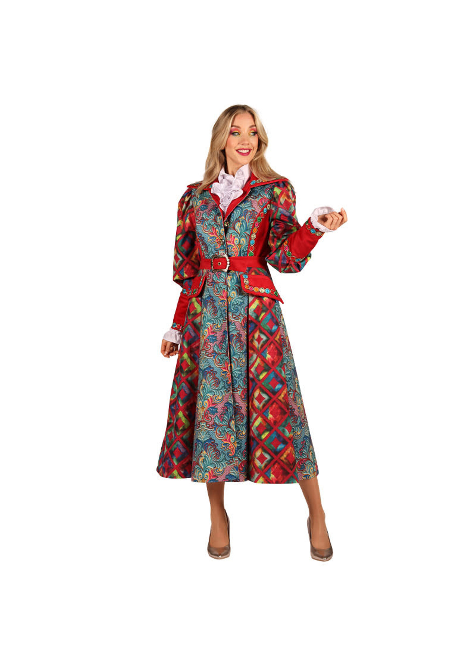 Feestkleding Breda Jas dame "Flower Square" Rood