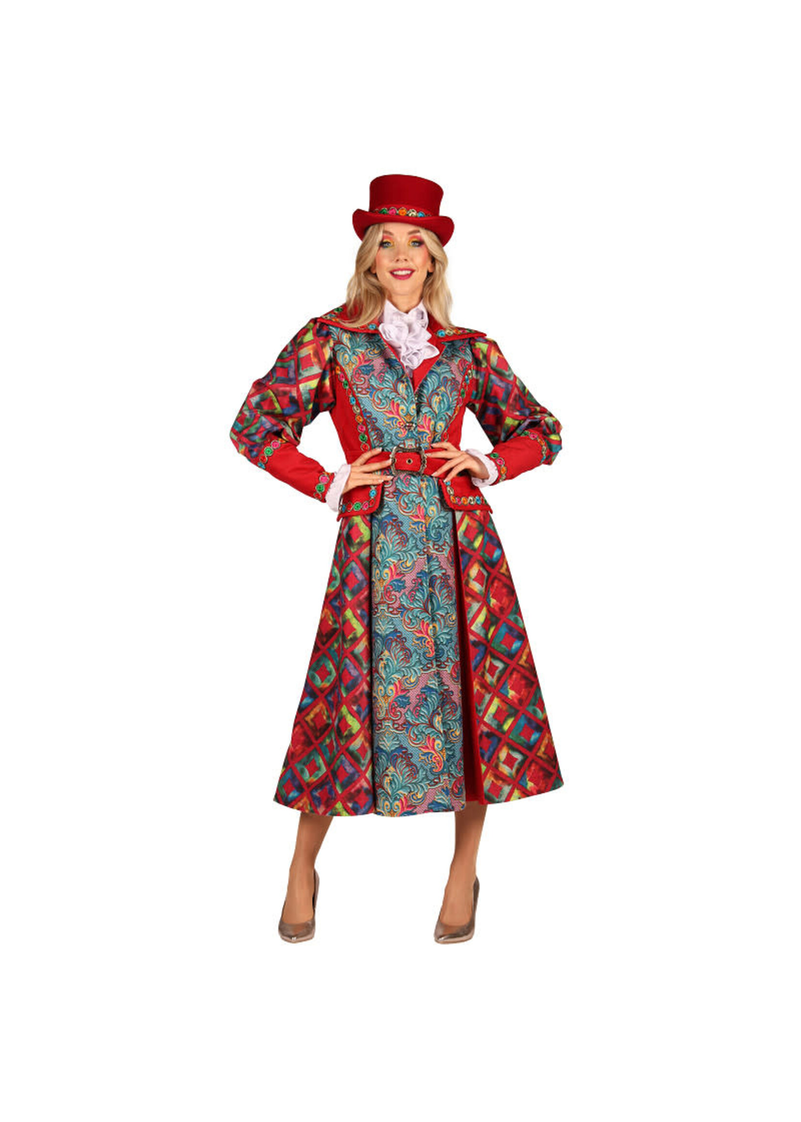 Feestkleding Breda Jas dame "Flower Square" Rood