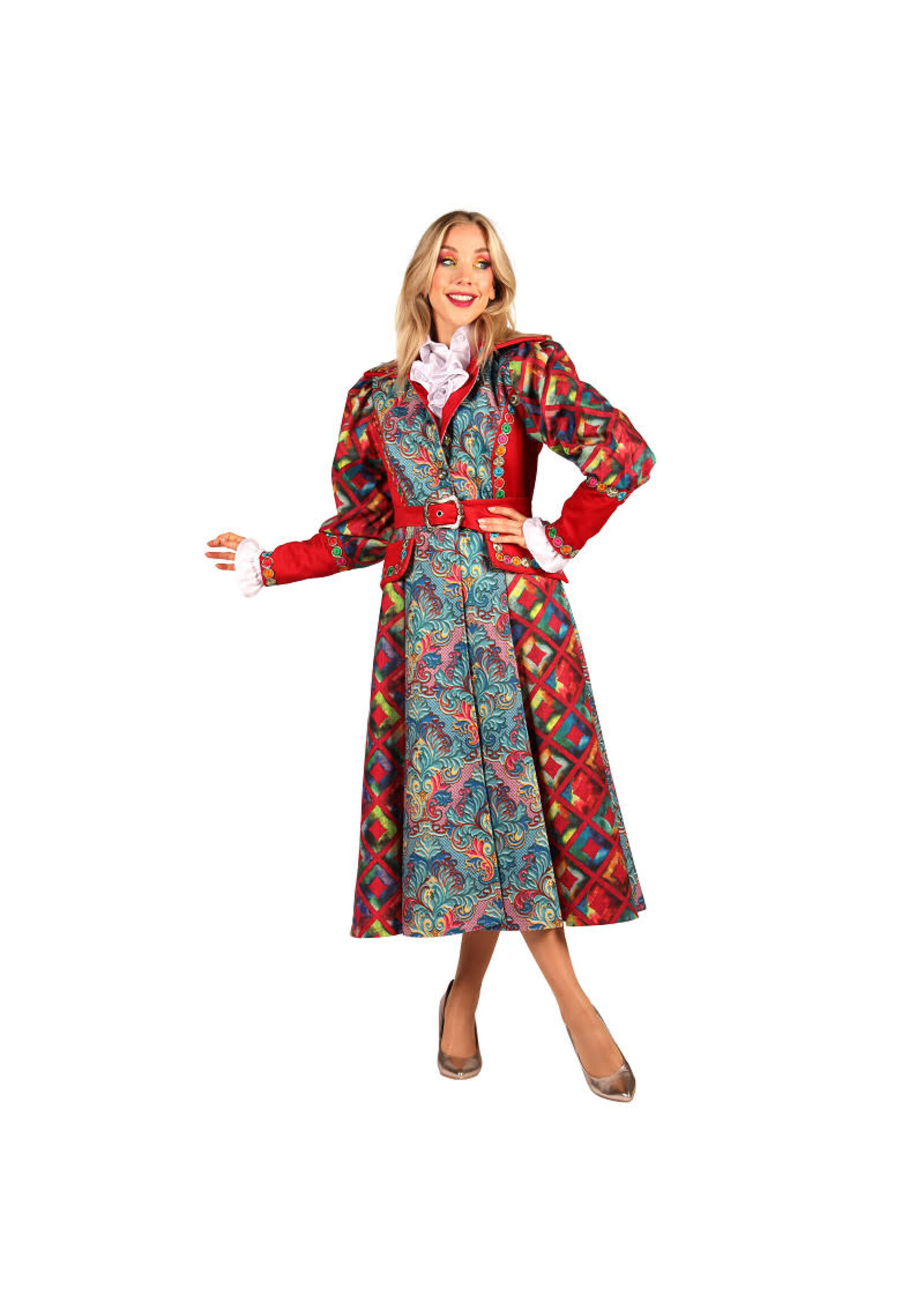 Feestkleding Breda Jas dame "Flower Square" Rood