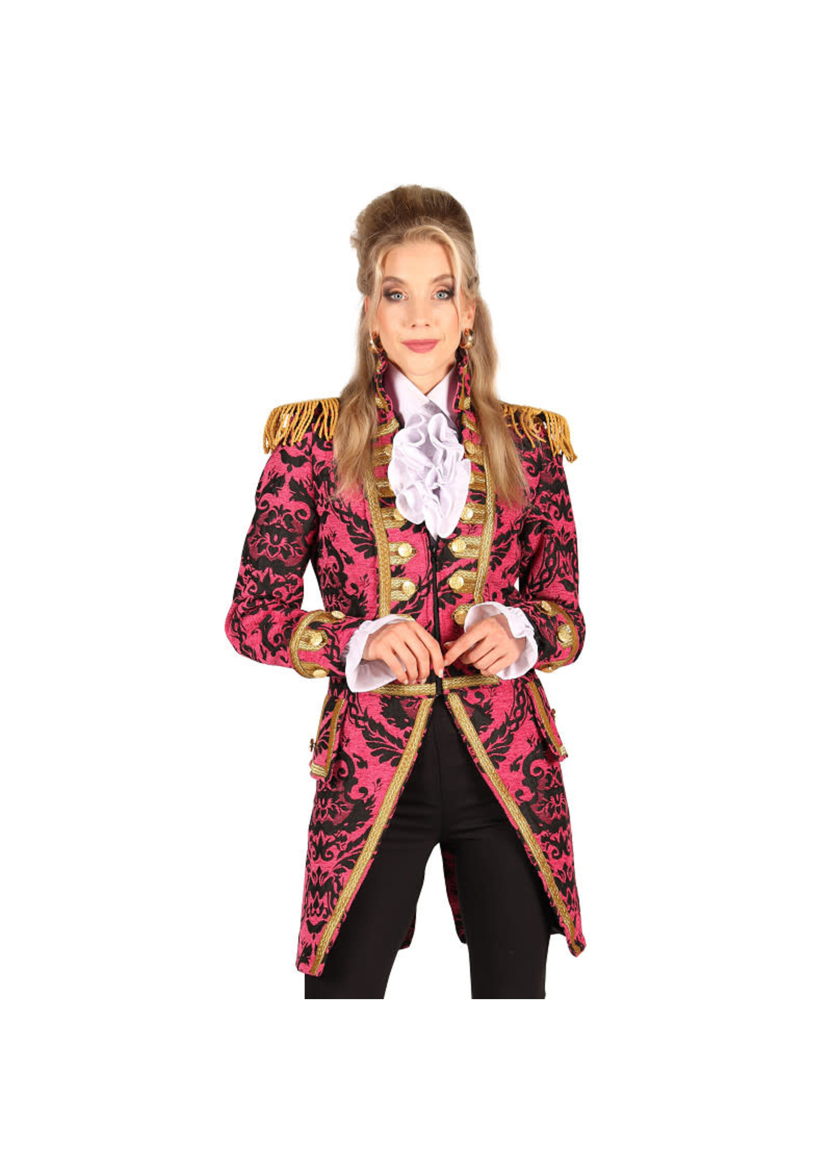 Feestkleding Breda Jas dame brocaat "Nelson" Zwart/Roze