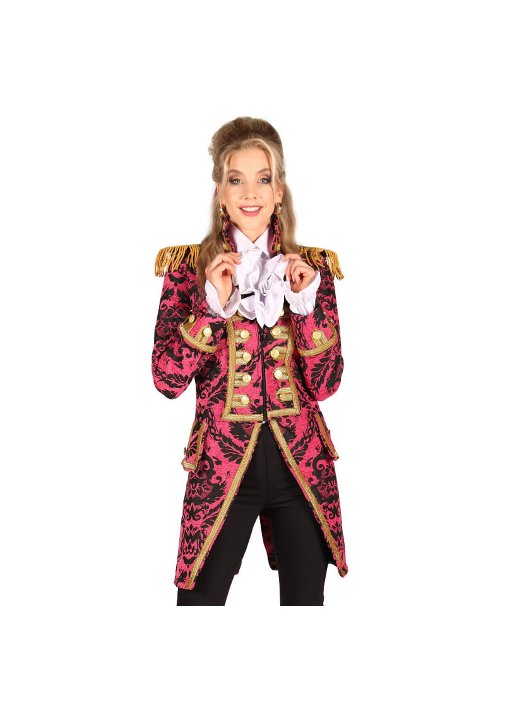 Feestkleding Breda Jas dame brocaat "Nelson" Zwart/Roze