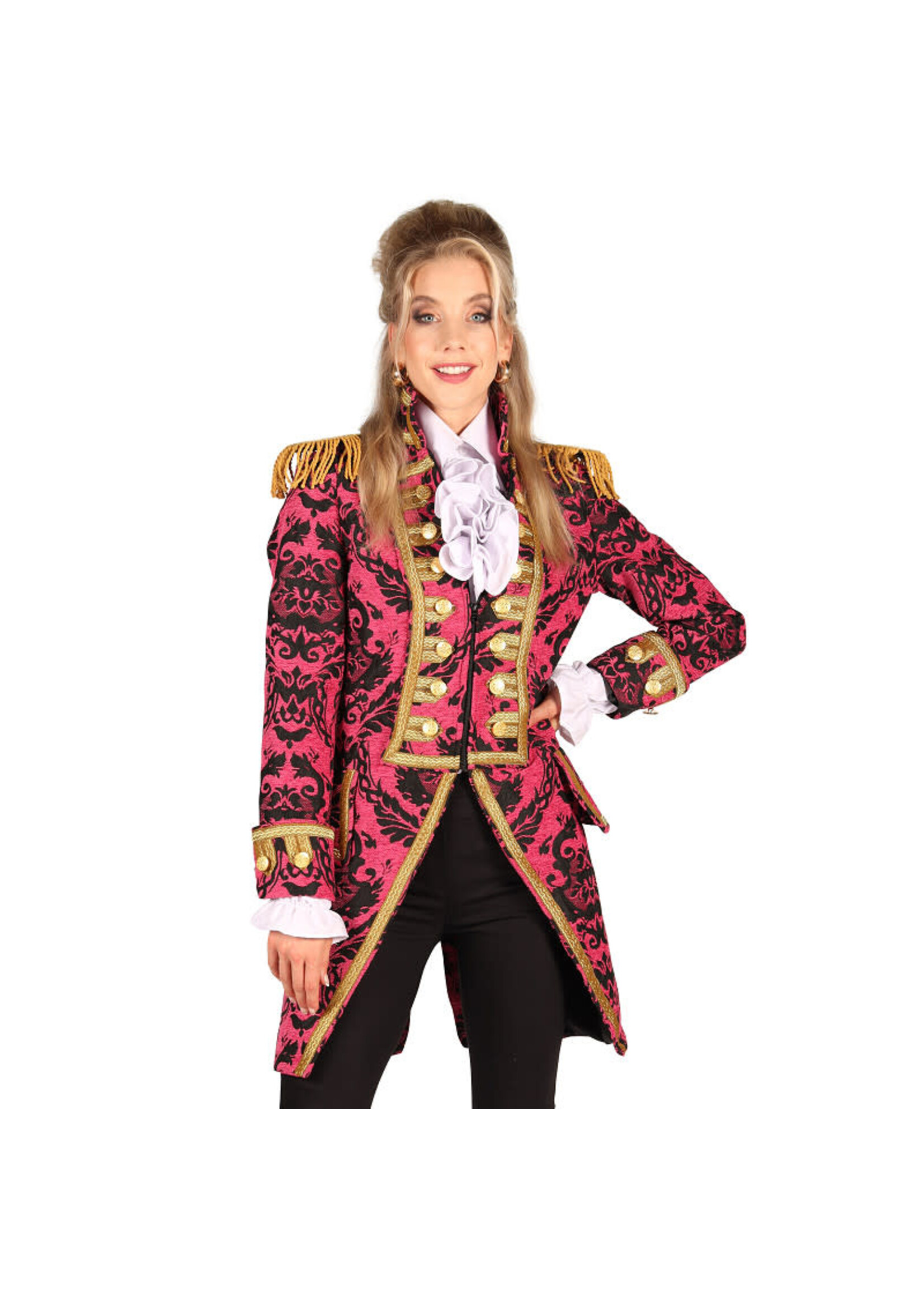 Feestkleding Breda Jas dame brocaat "Nelson" Zwart/Roze