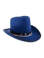 Feestkleding Breda Blauwe cowboyhoed van felt