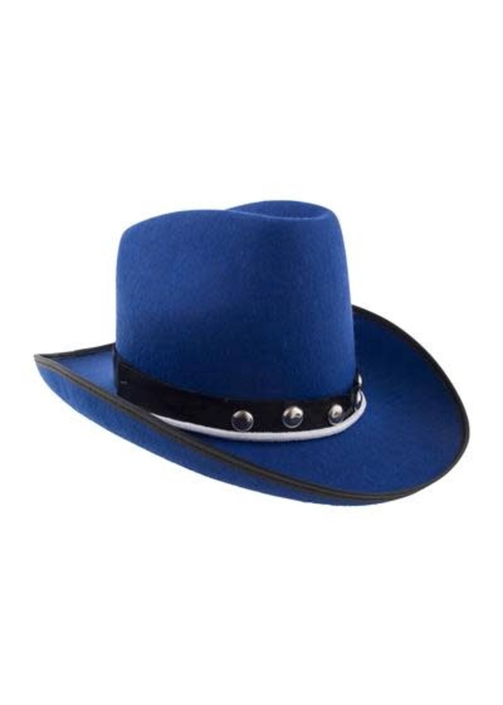 Feestkleding Breda Blauwe cowboyhoed van felt