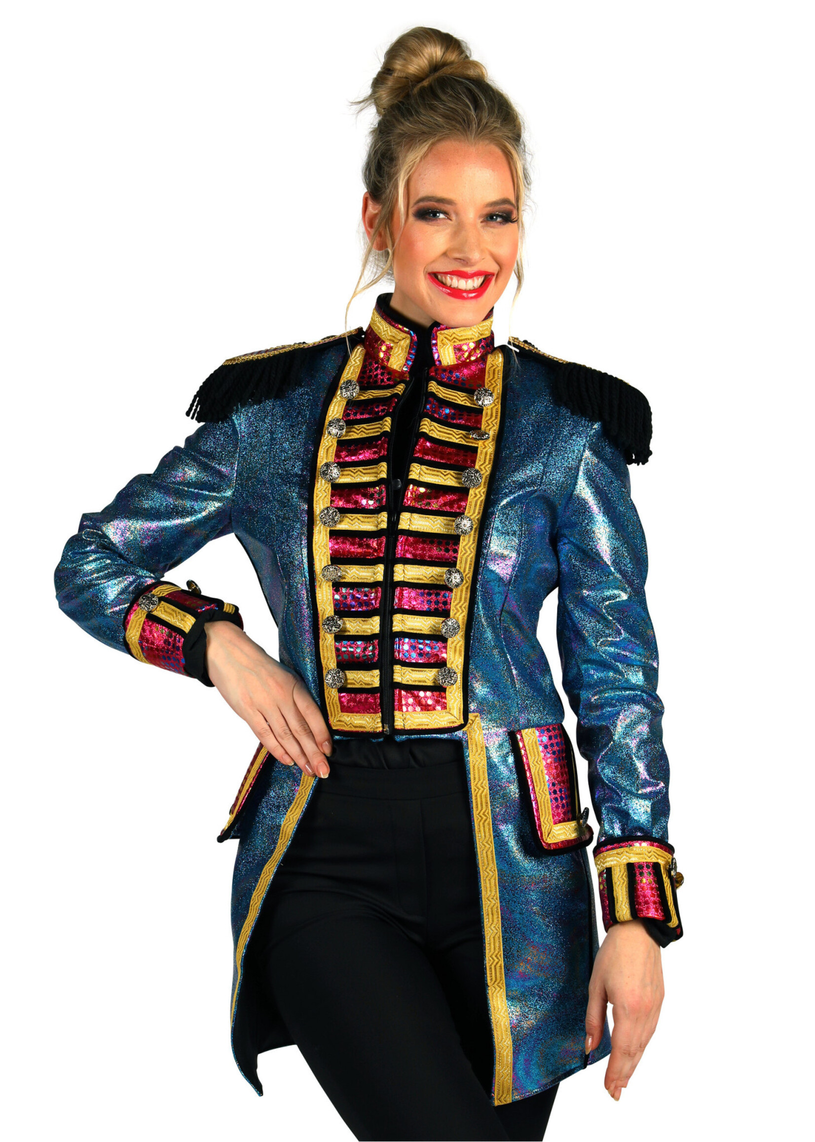 Thetru Damesjas "Metalic Fiesta" blauw / multi