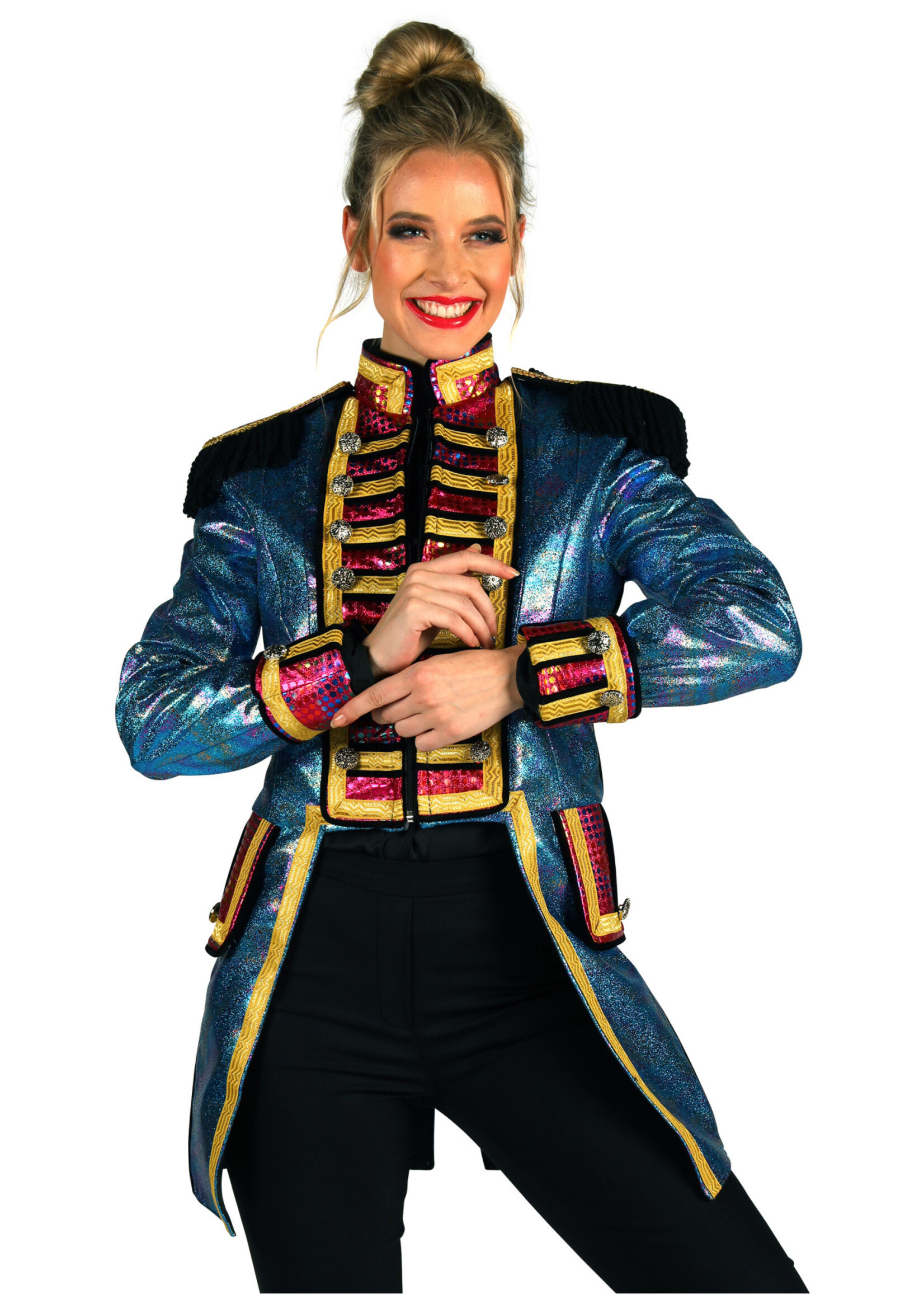 Thetru Damesjas "Metalic Fiesta" blauw / multi