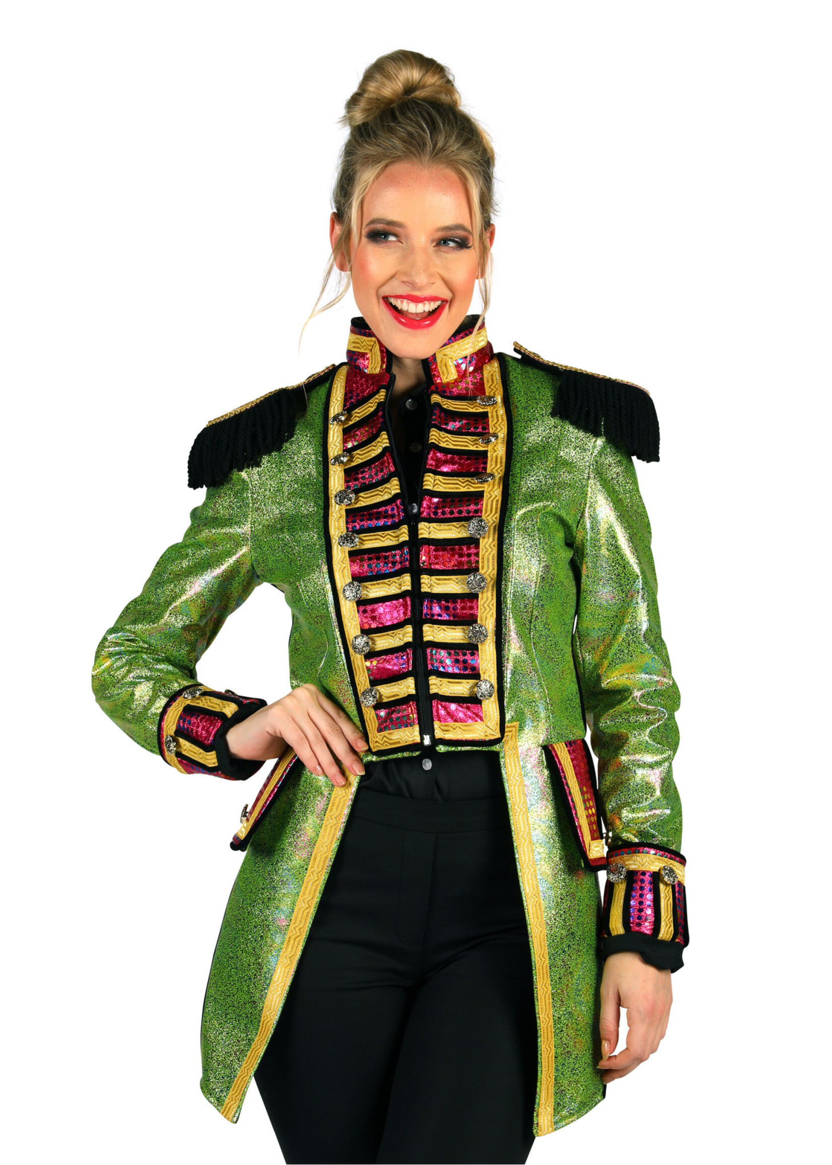 Feestkleding Breda Damesjas "Metalic Fiesta" groen / multi