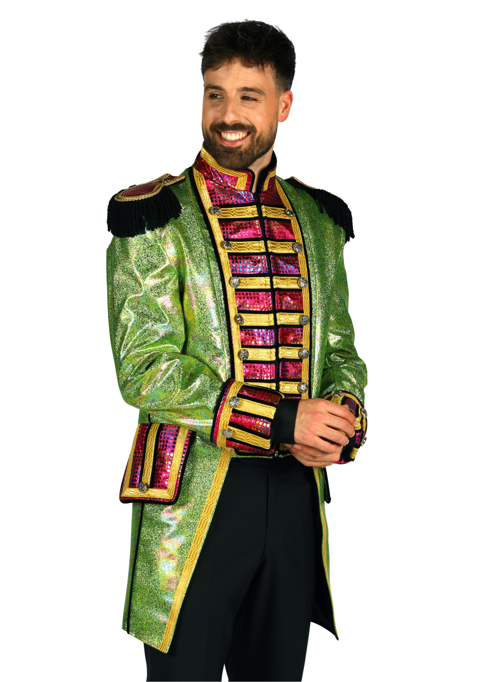 Feestkleding Breda Herenjas "Metalic Fiesta" groen / multi