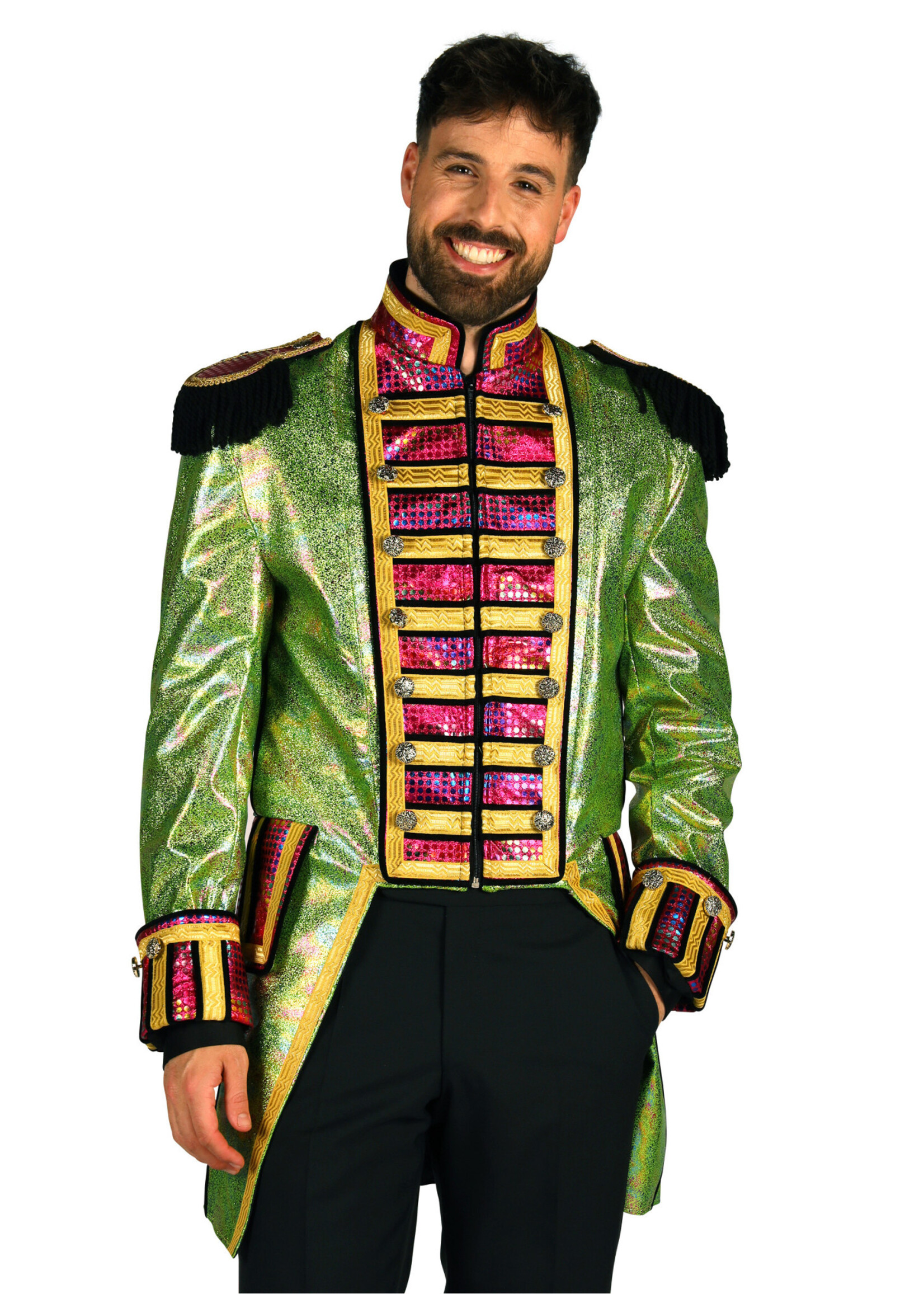 Feestkleding Breda Herenjas "Metalic Fiesta" groen / multi