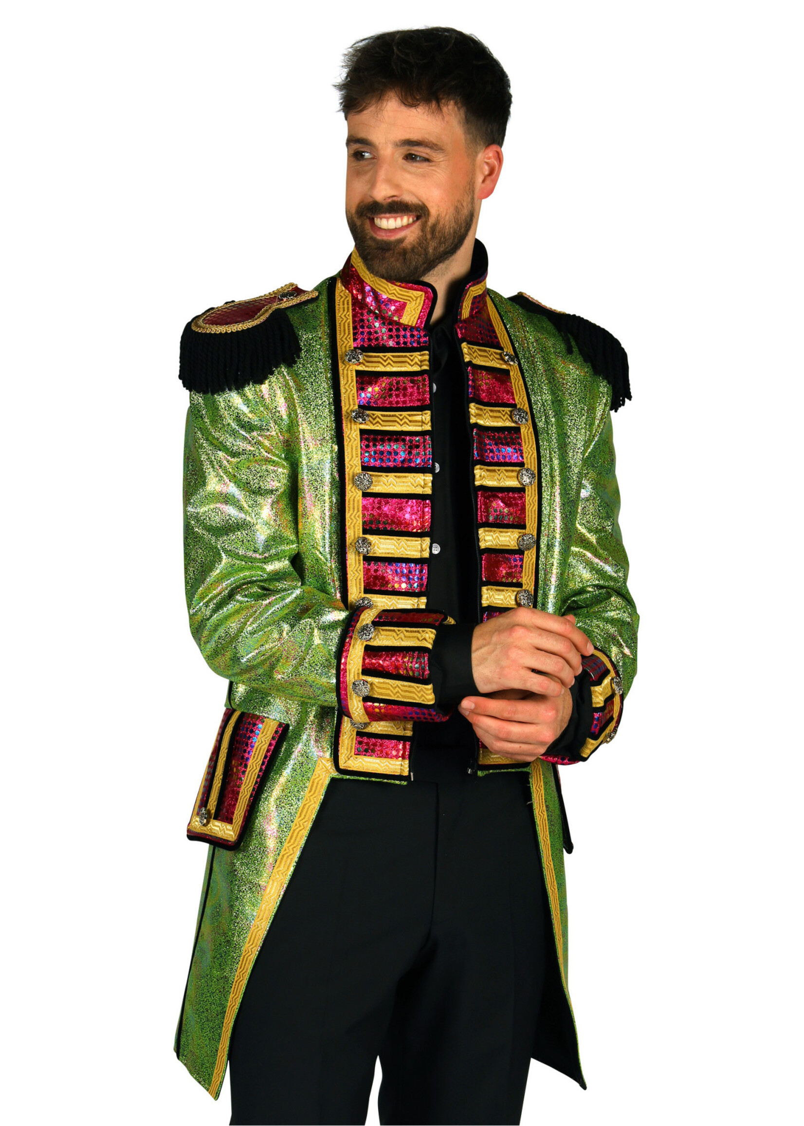 Feestkleding Breda Herenjas "Metalic Fiesta" groen / multi