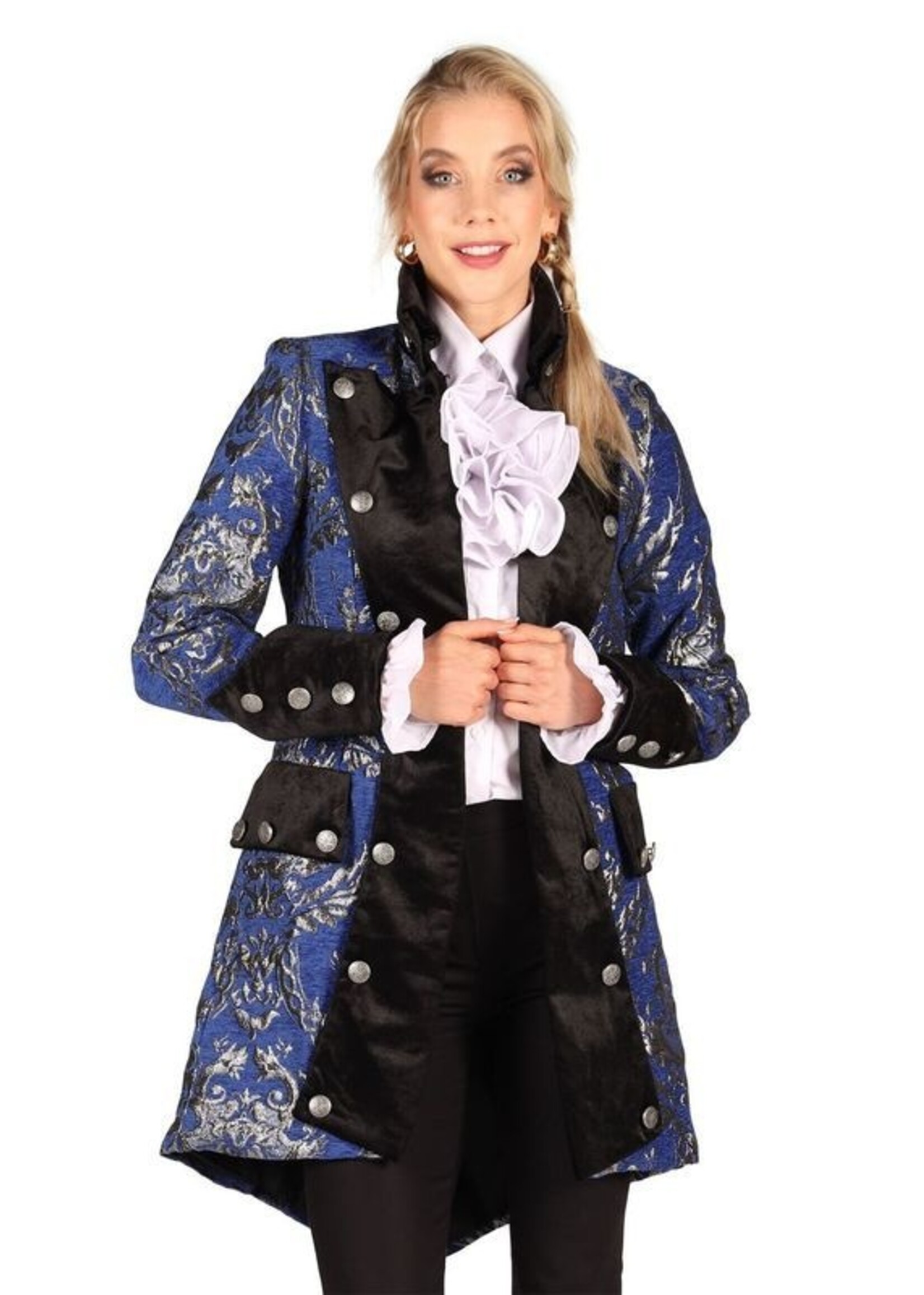 Thetru Brokaat jas dame ''Royale'' Blauw/Zilver