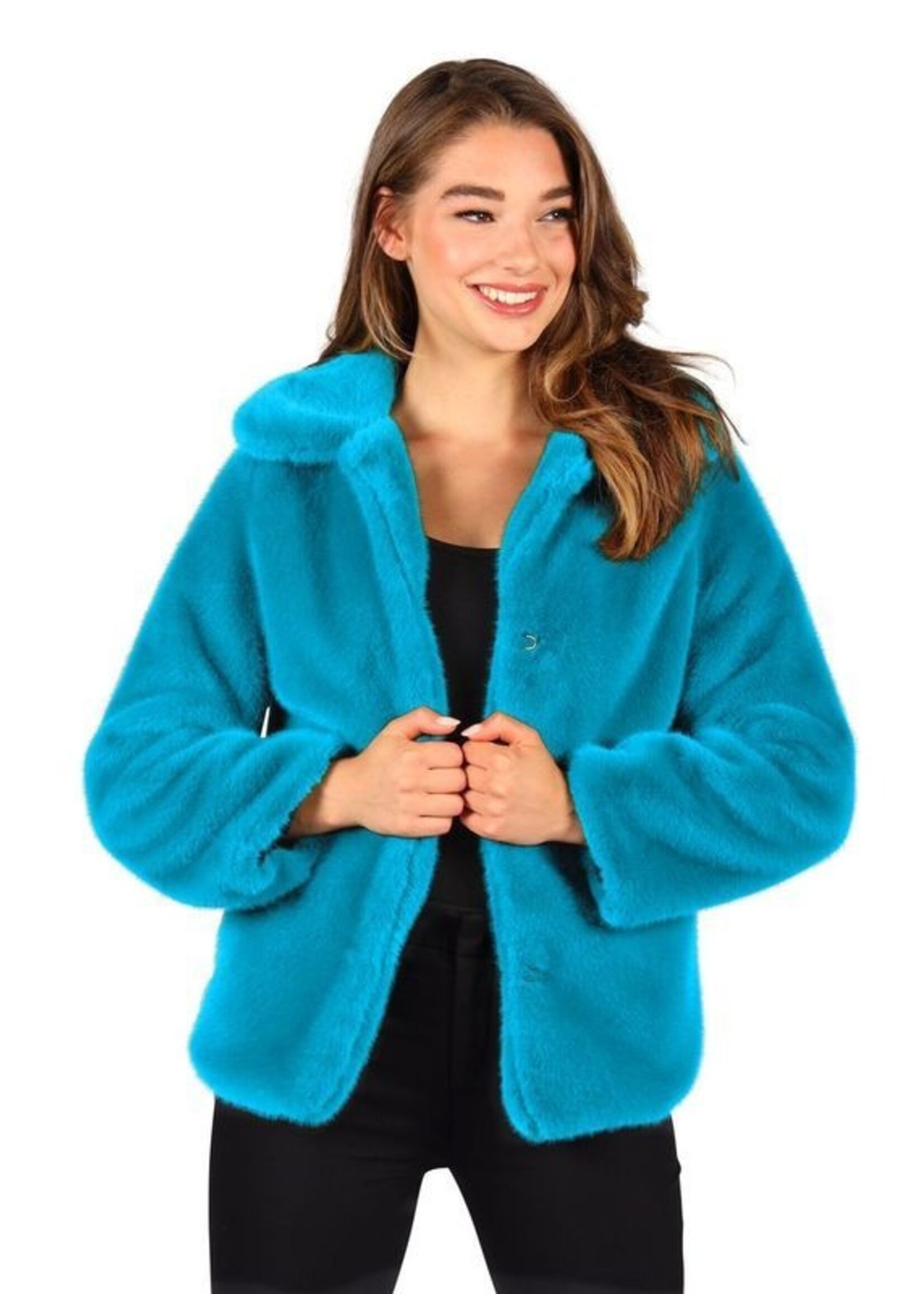 Feestkleding Breda Bontjas "Astrakan" Turquoise