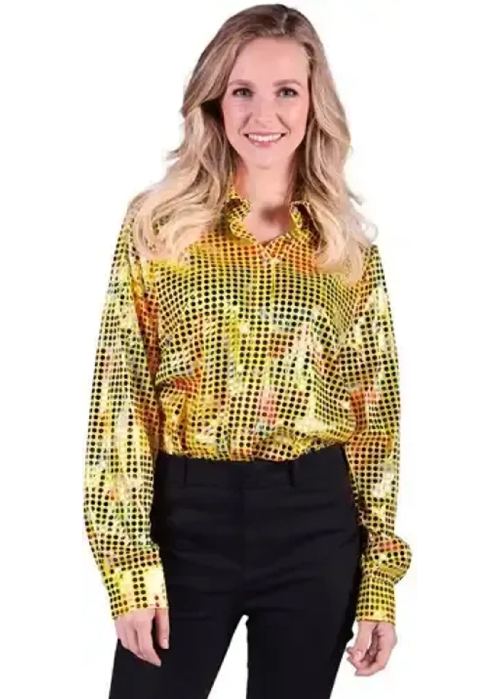 Feestkleding Breda Blouse disco dames Geel