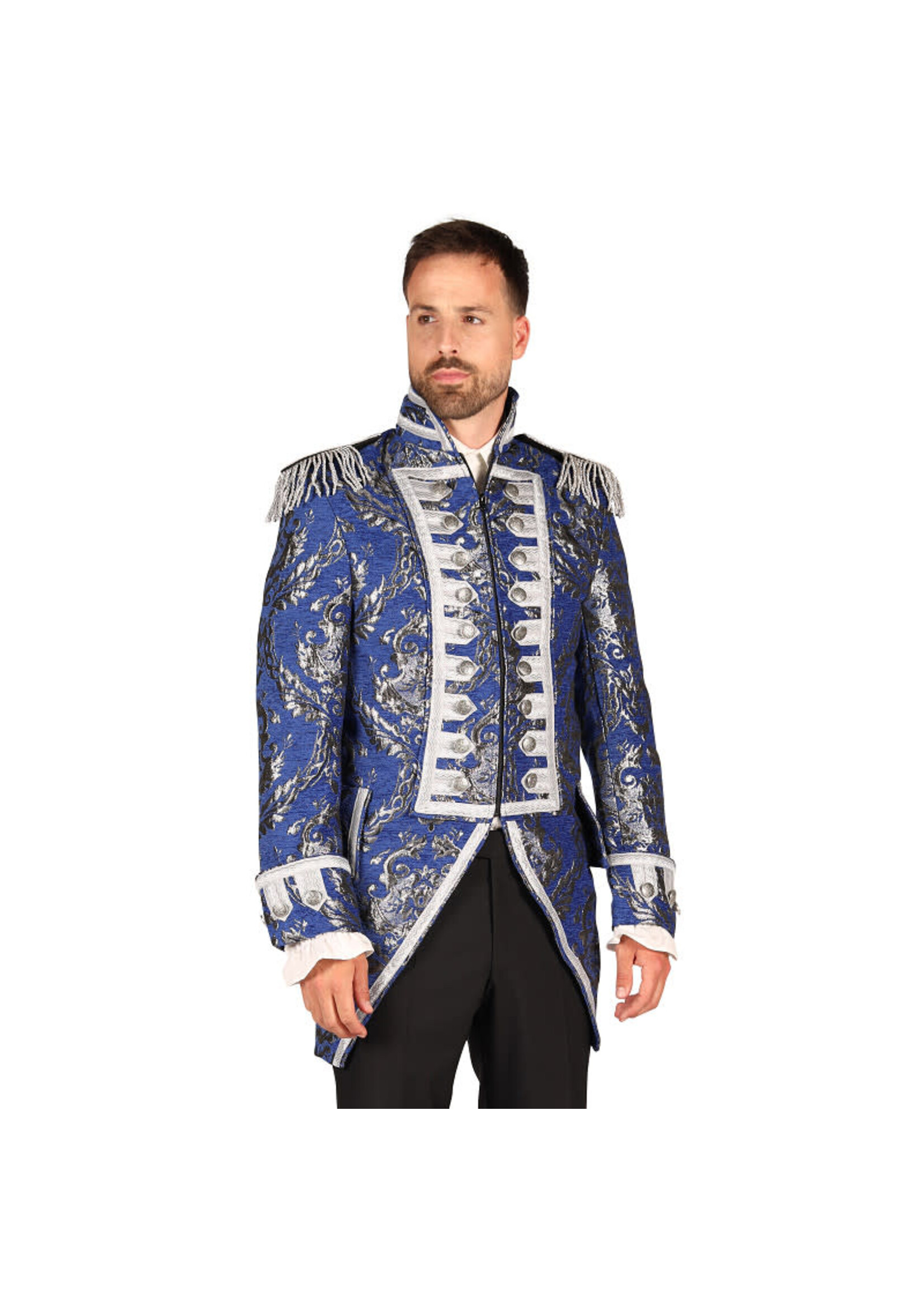 Thetru Jas heer brocaat "Nelson" Blauw/Zilver