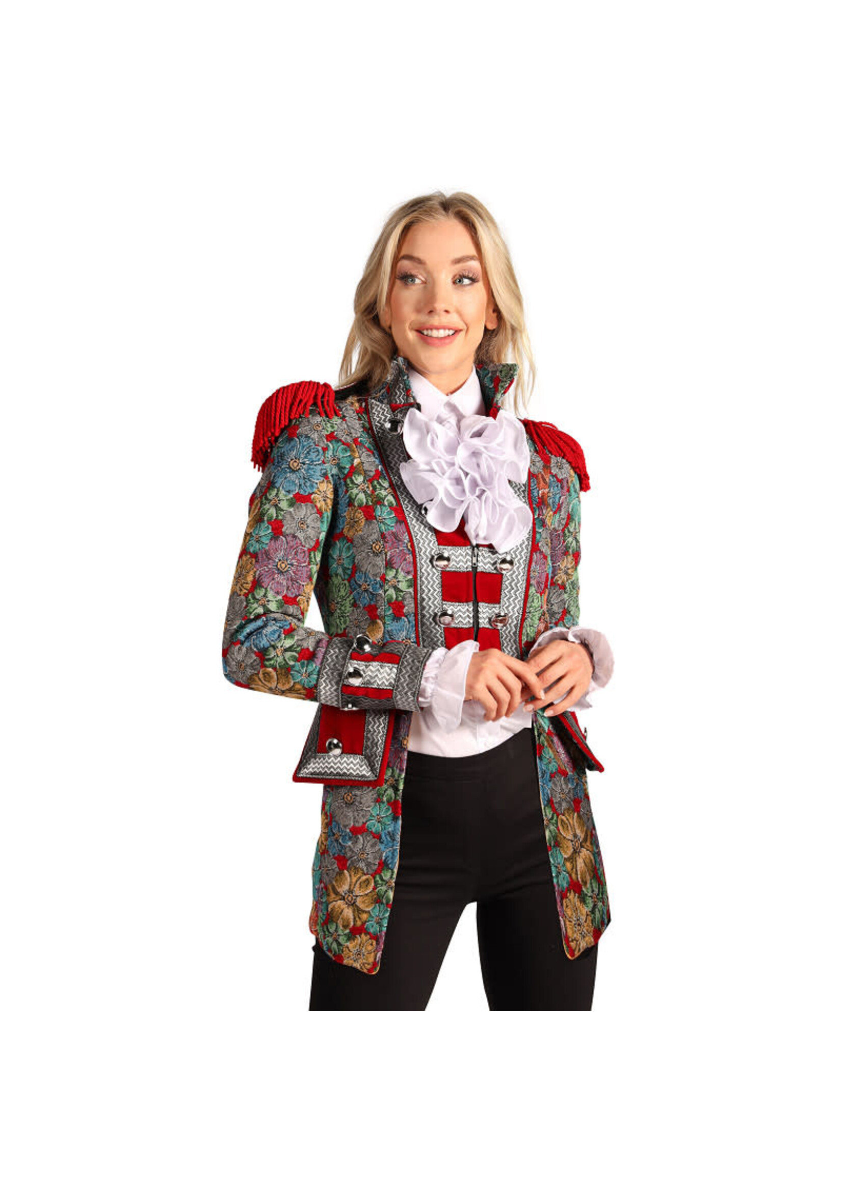 Feestkleding Breda Jas dame "Rustic Flower" Rood