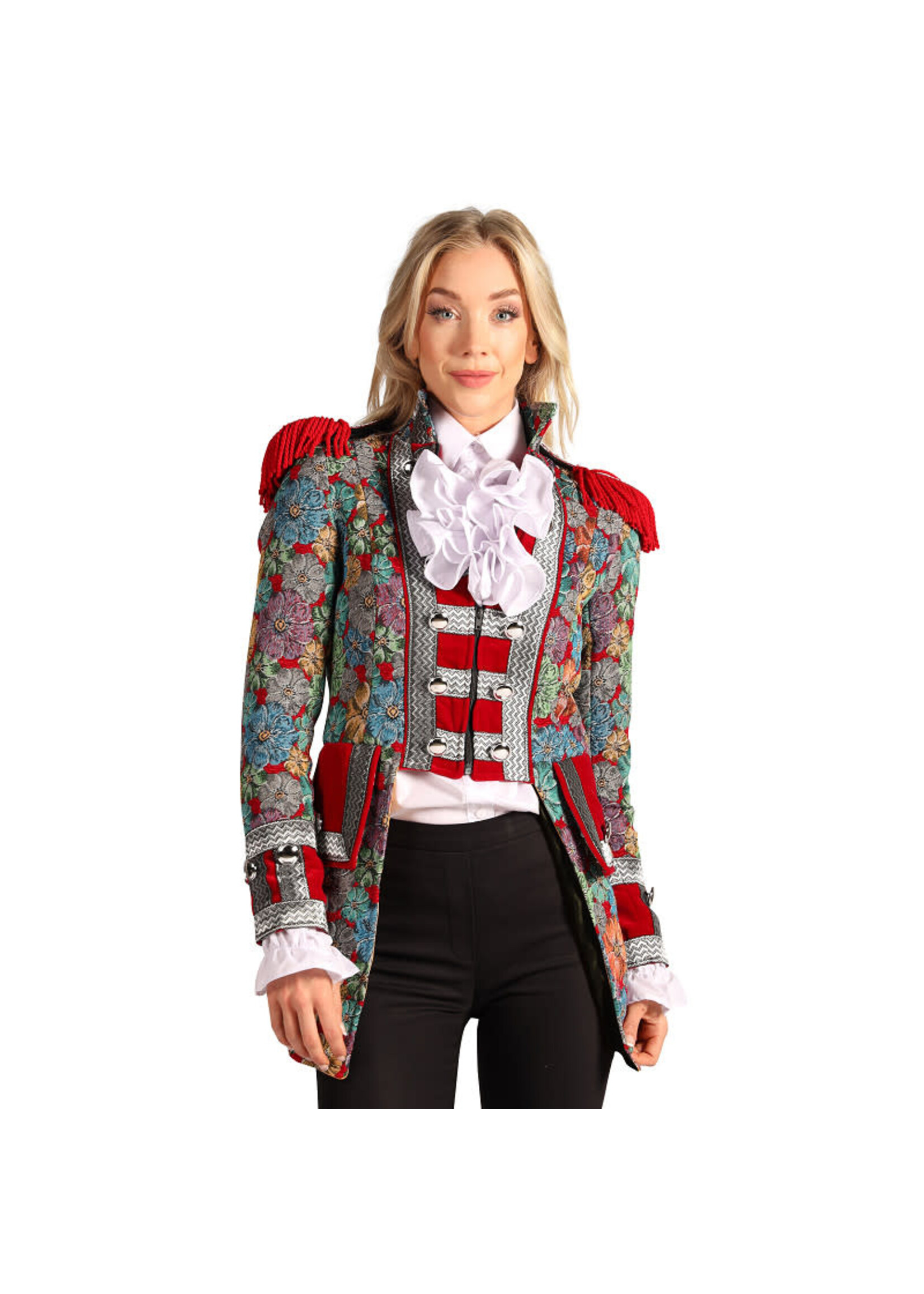 Feestkleding Breda Jas dame "Rustic Flower" Rood