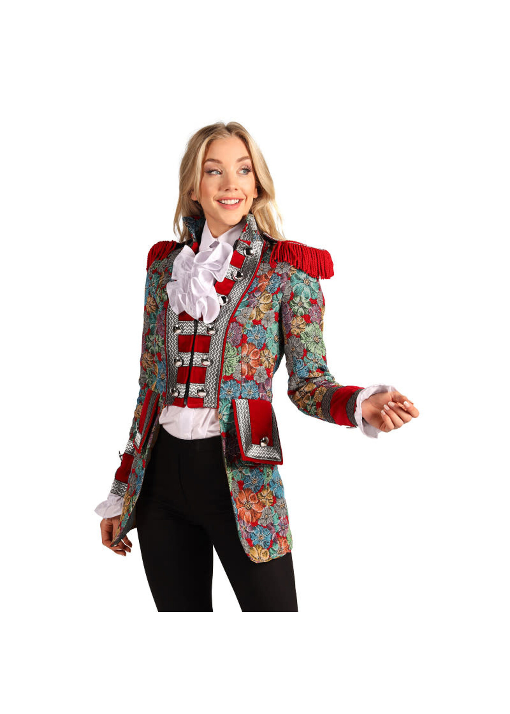 Feestkleding Breda Jas dame "Rustic Flower" Rood