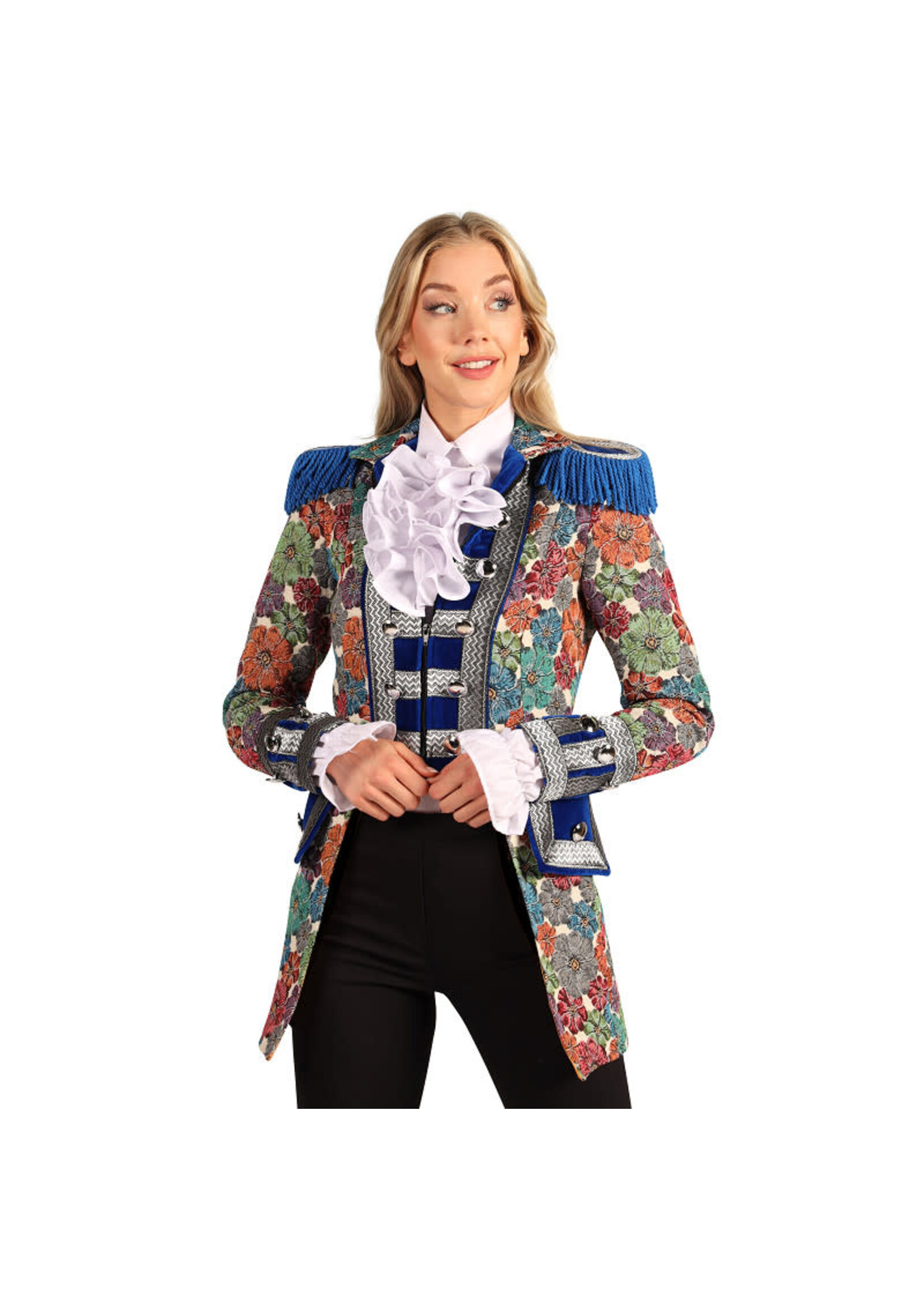Feestkleding Breda Jas dame "Rustic Flower" Blauw