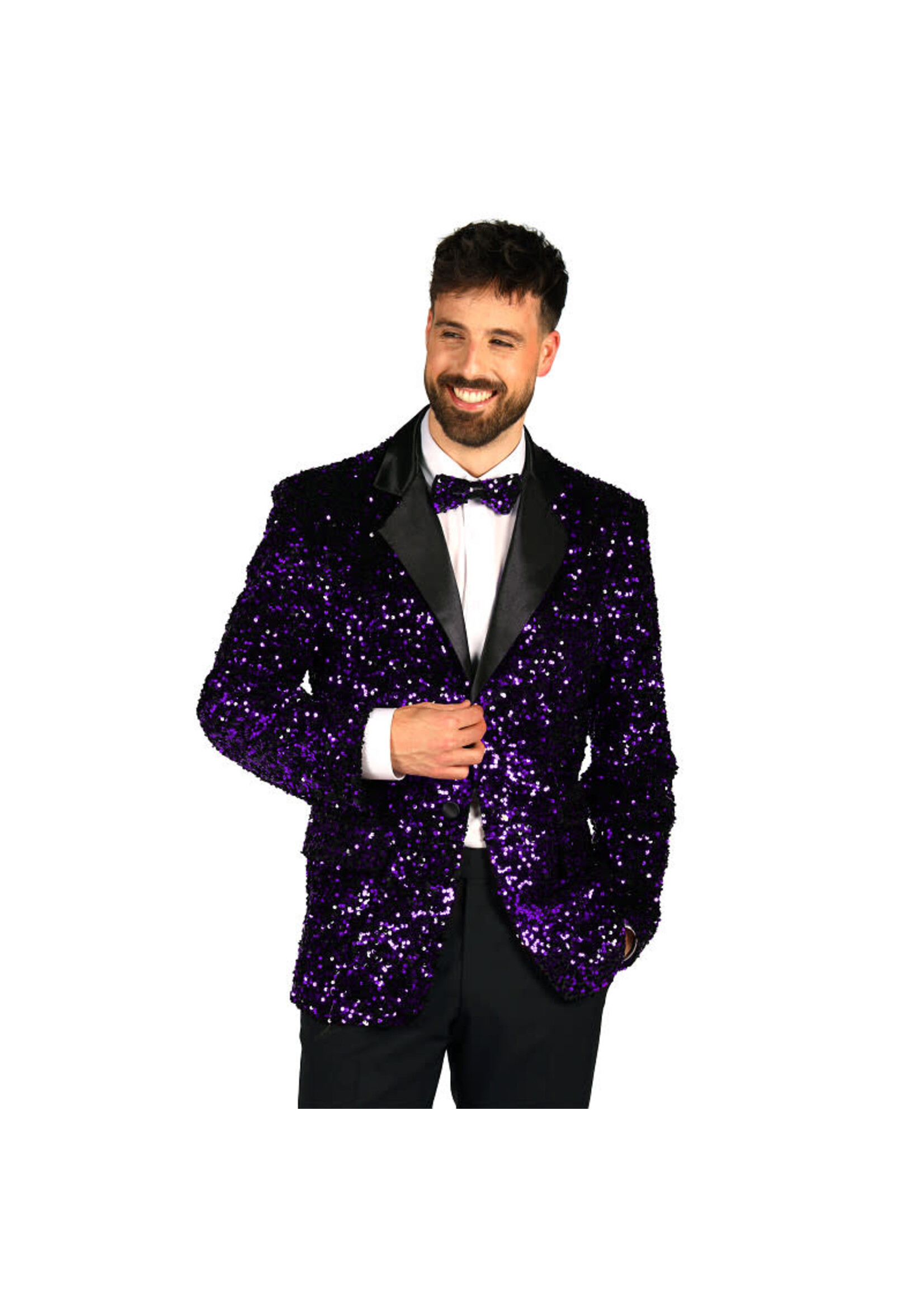 Feestkleding Breda Heren pailletten colbert "Showstar" Paars-Zwart