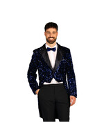 Feestkleding Breda Heren pailletten frackjas "Broadway" Blauw-Zwart