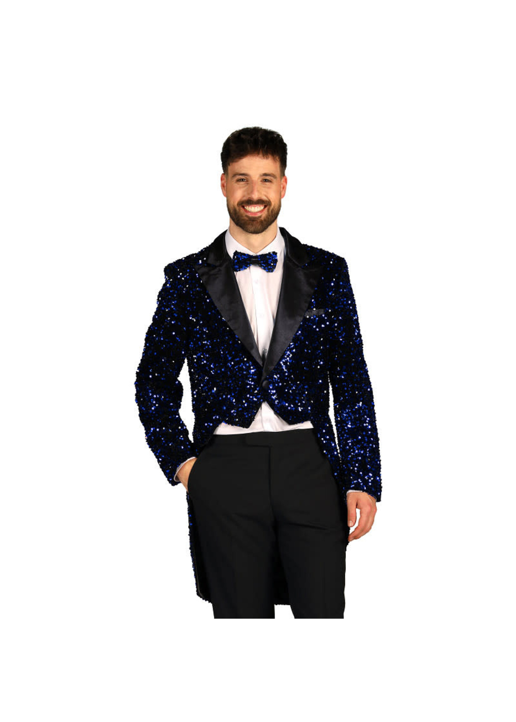 Thetru Heren pailletten frackjas "Broadway" Blauw-Zwart