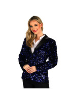 Thetru Dames pailletten colbert "Showstar" Blauw-Zwart