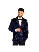 Thetru Heren pailletten colbert "Showstar" Blauw-Zwart