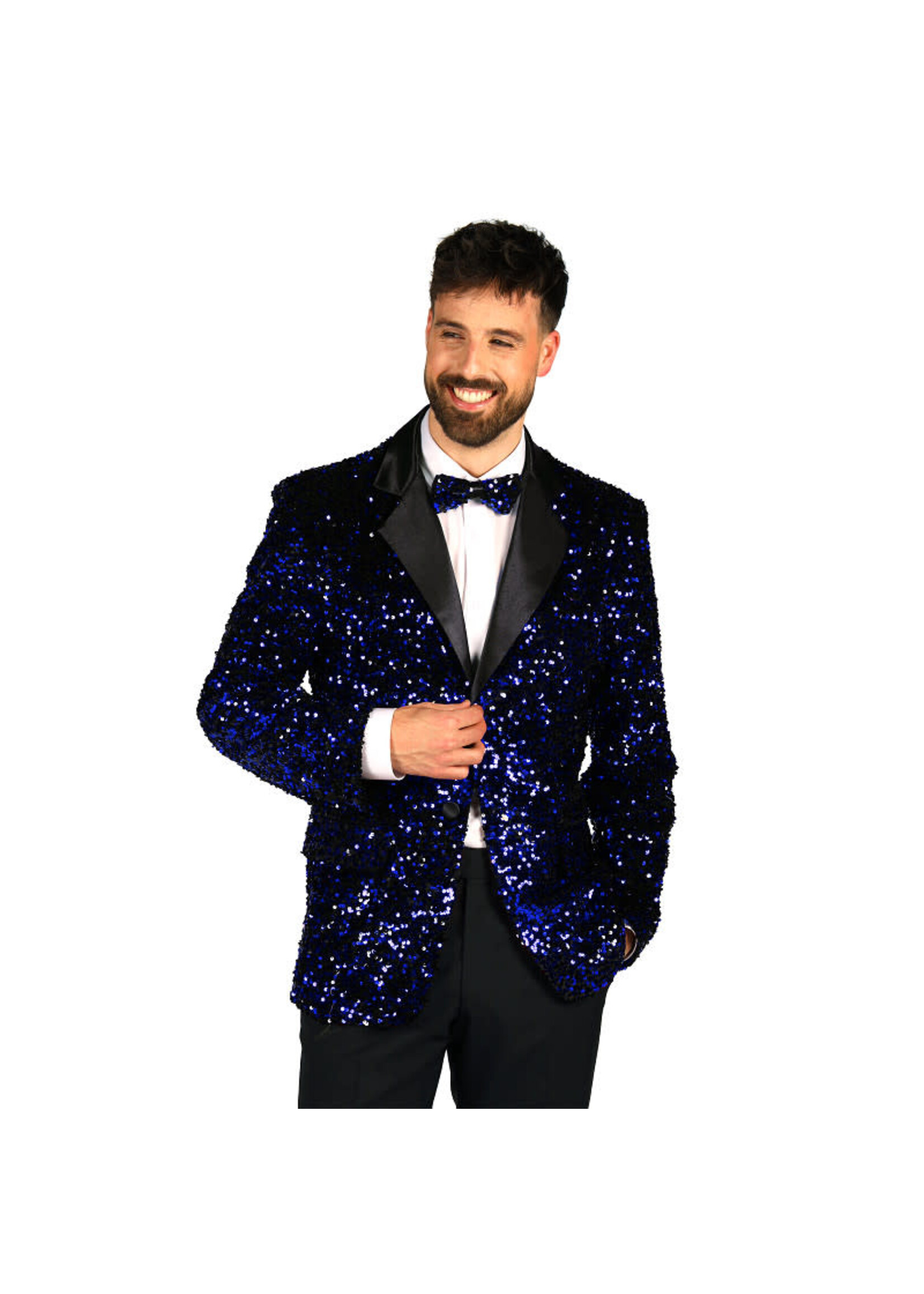 Feestkleding Breda Heren pailletten colbert "Showstar" Blauw-Zwart
