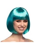 Feestkleding Breda Pruik bob turquoise
