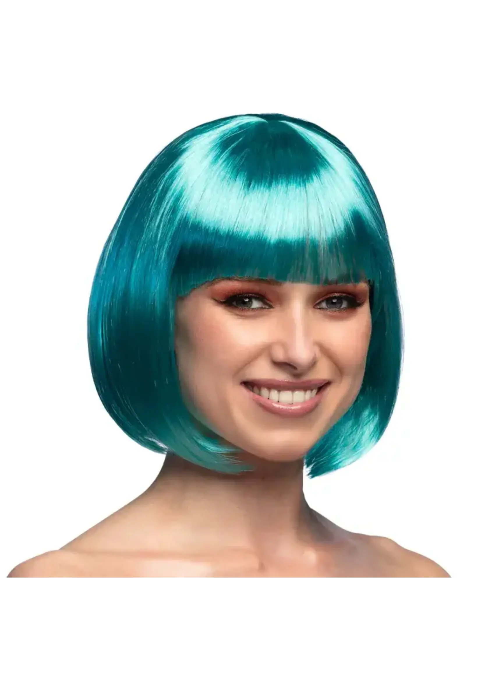 Feestkleding Breda Pruik bob turquoise