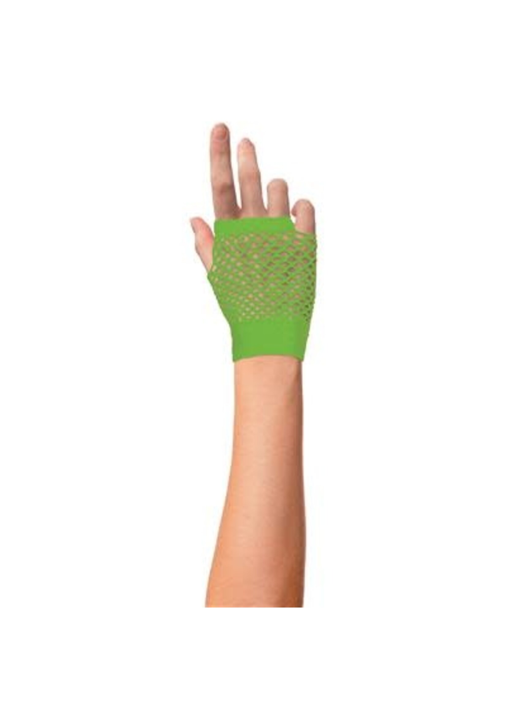 Feestkleding Breda Net handschoenen kort Neon Groen