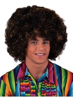 Feestkleding Breda Pruik maxi afro zwart/goud