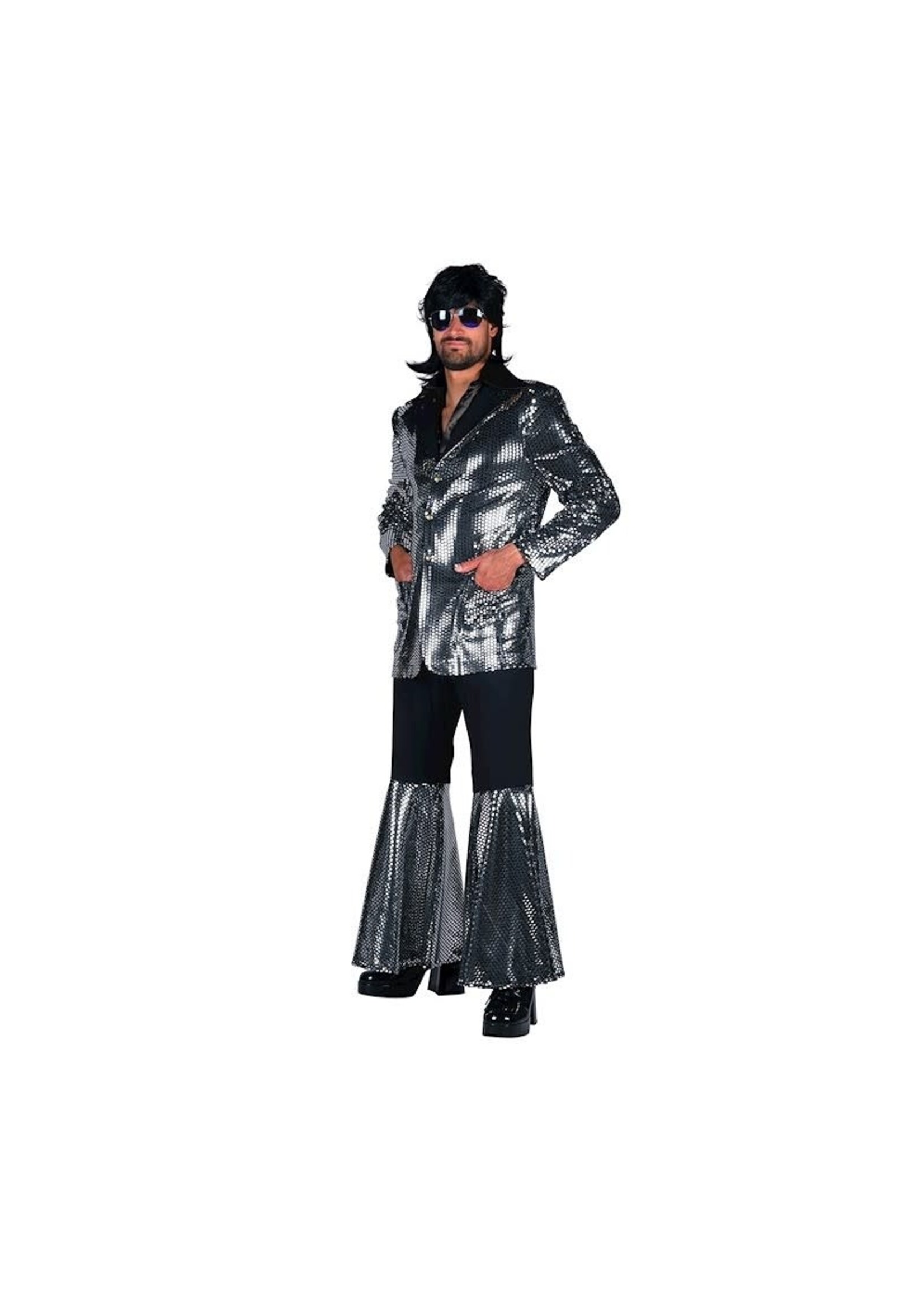 Feestkleding Breda Heren discokostuum "Studio 54" Zilver