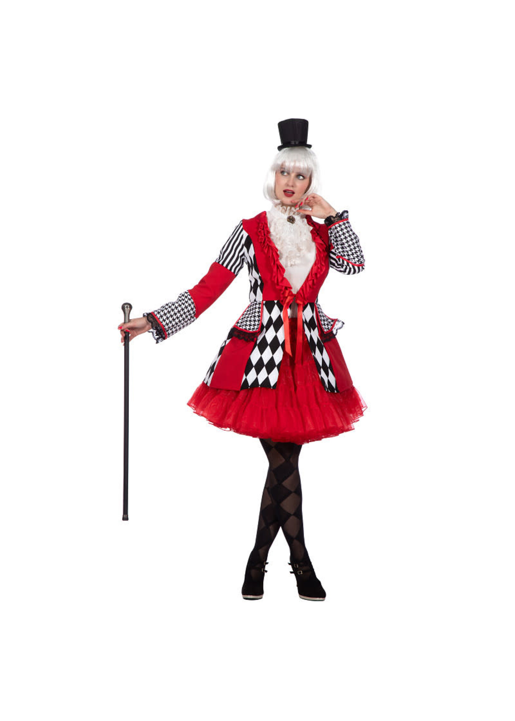 Feestkleding Breda Jas ruiten rood/wit/zwart
