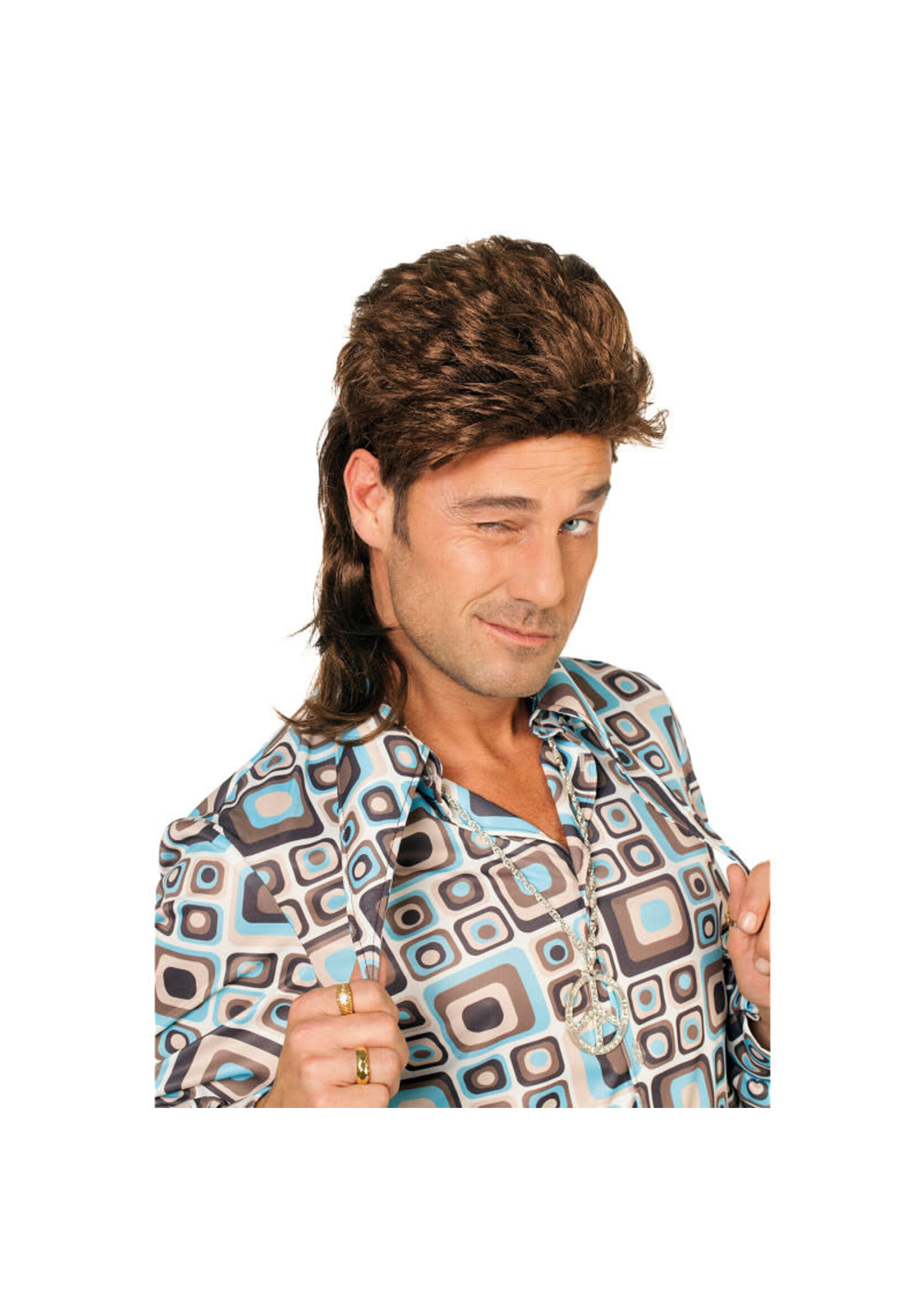 Feestkleding Breda Johnnypruik de luxe bruin