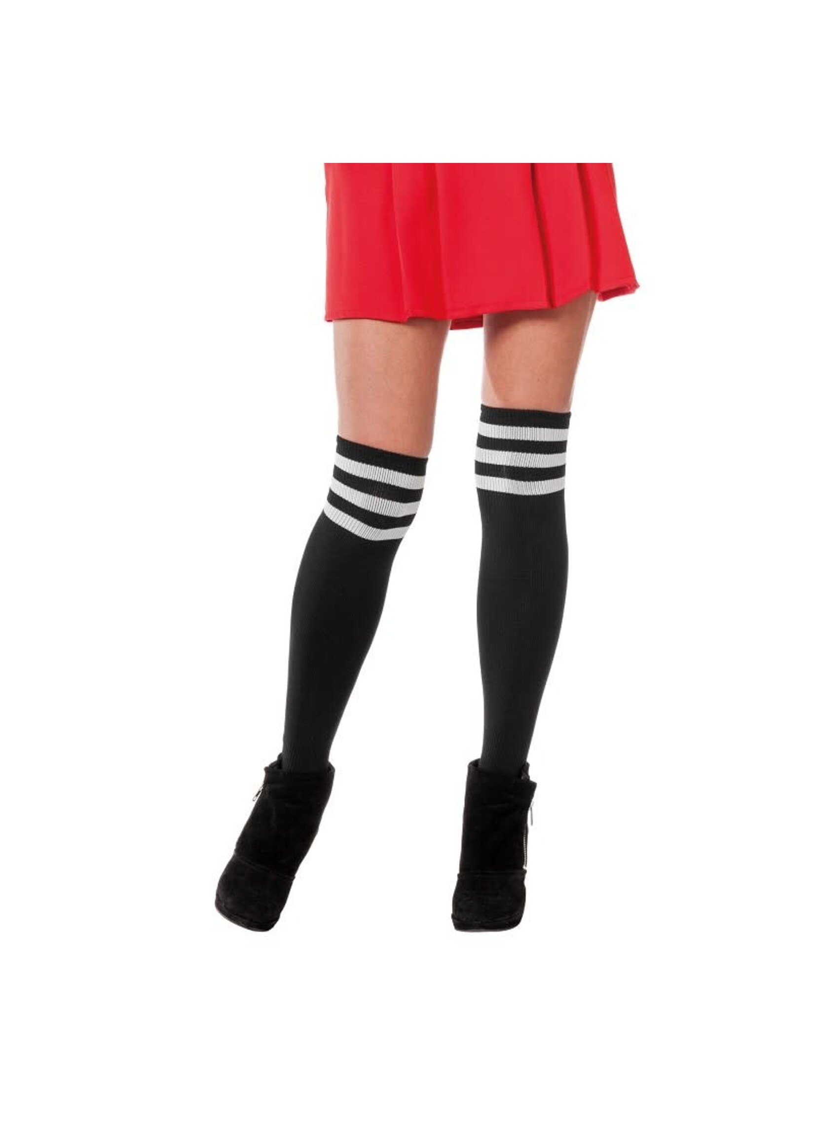 Feestkleding Breda Cheerleader sokken zwart wit