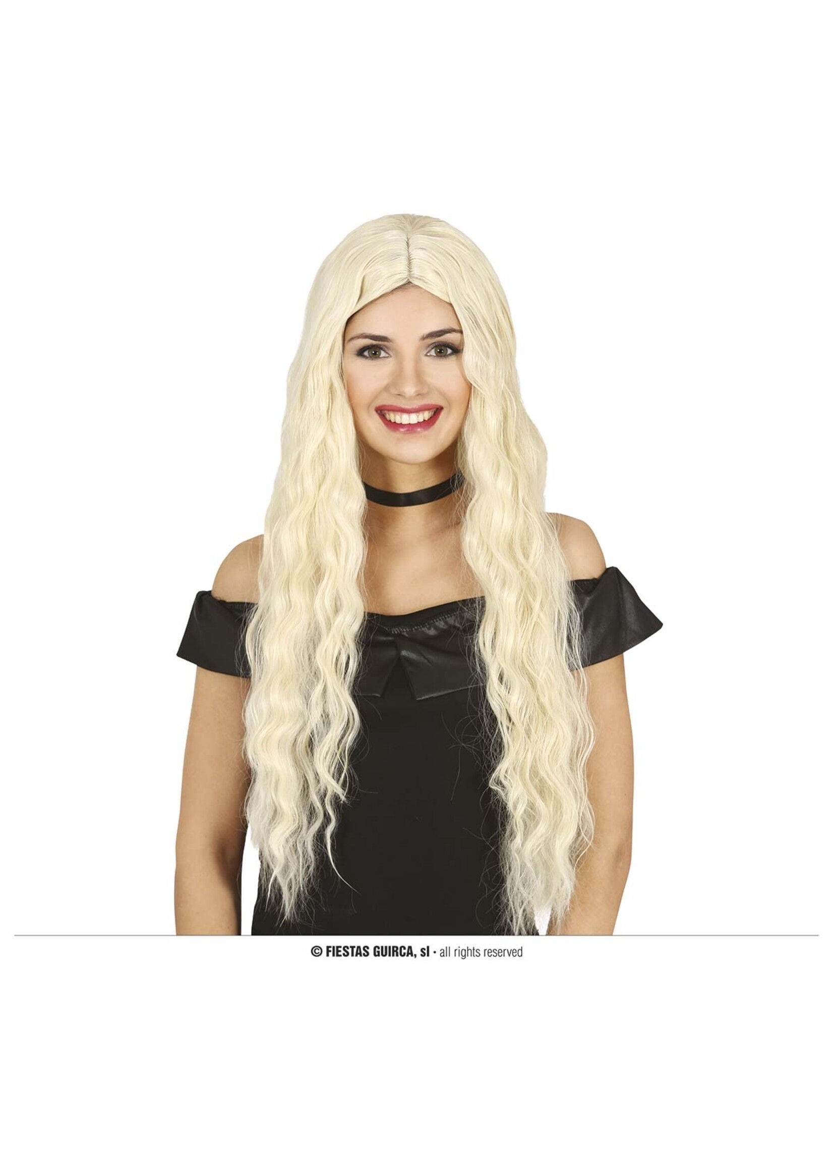 Feestkleding Breda Pruik blond lang haar