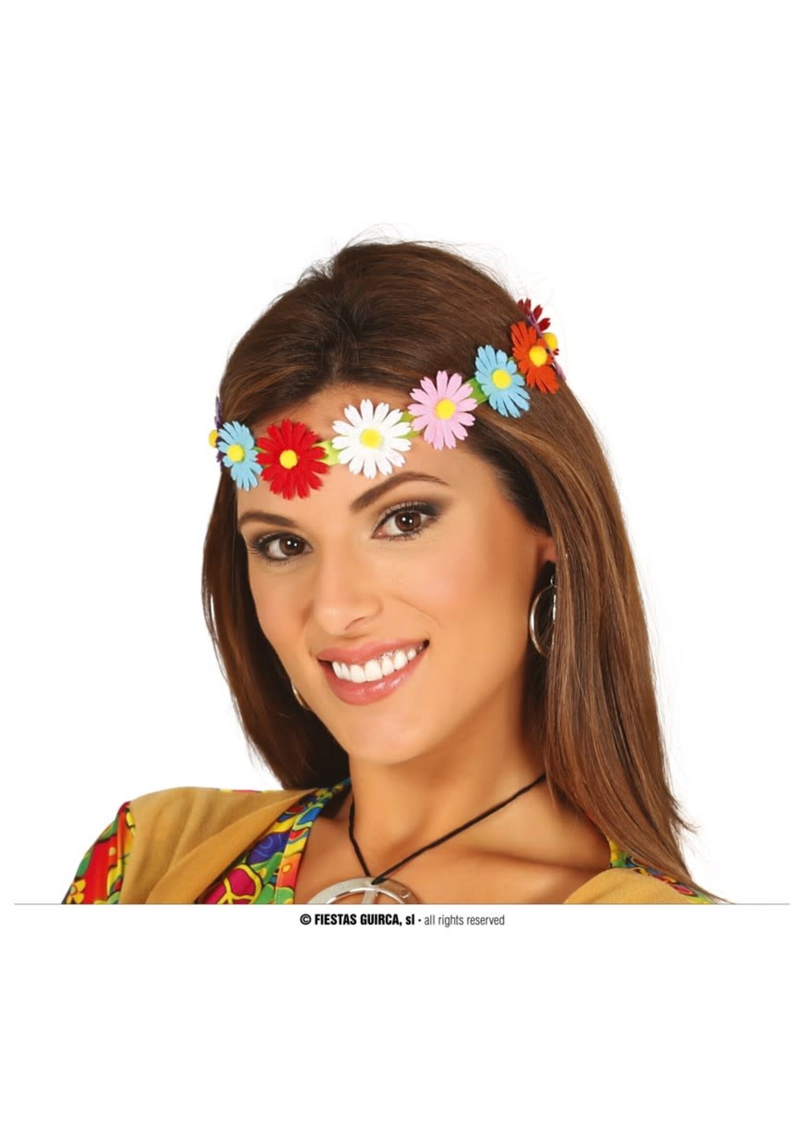Feestkleding Breda Haarband hippie gekleurde bloemen