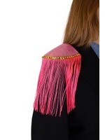 Feestkleding Breda Epaulette shiny pink met pink franjes