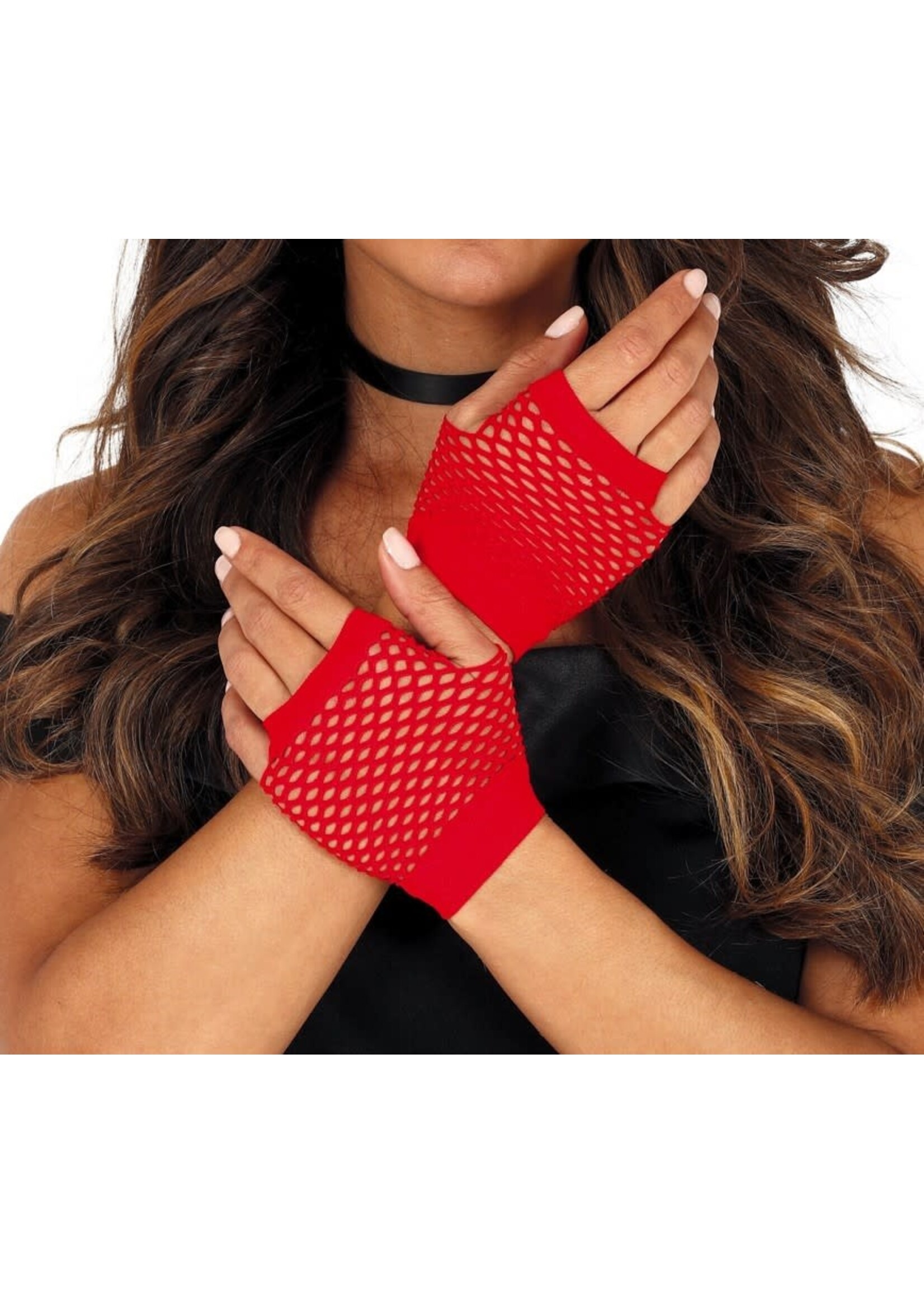 Feestkleding Breda Net handschoenen rood