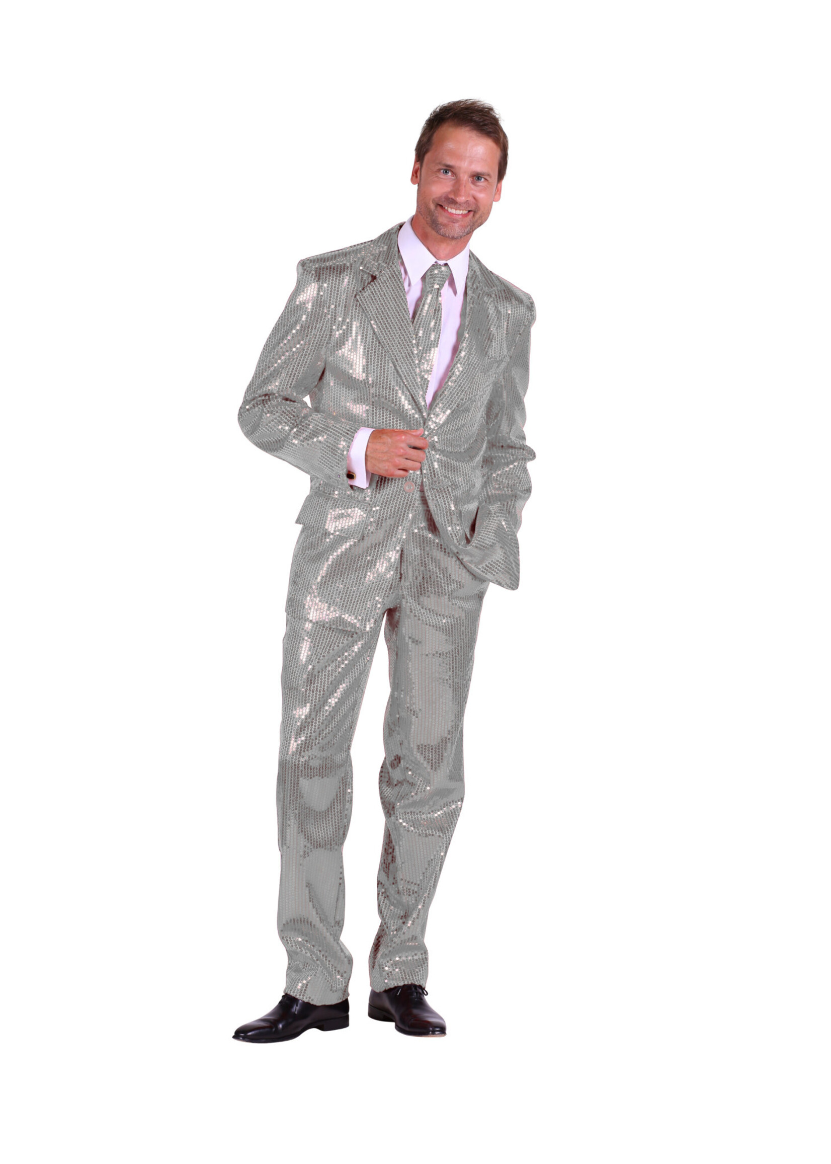 Thetru Pailletten kostuum heer zilver
