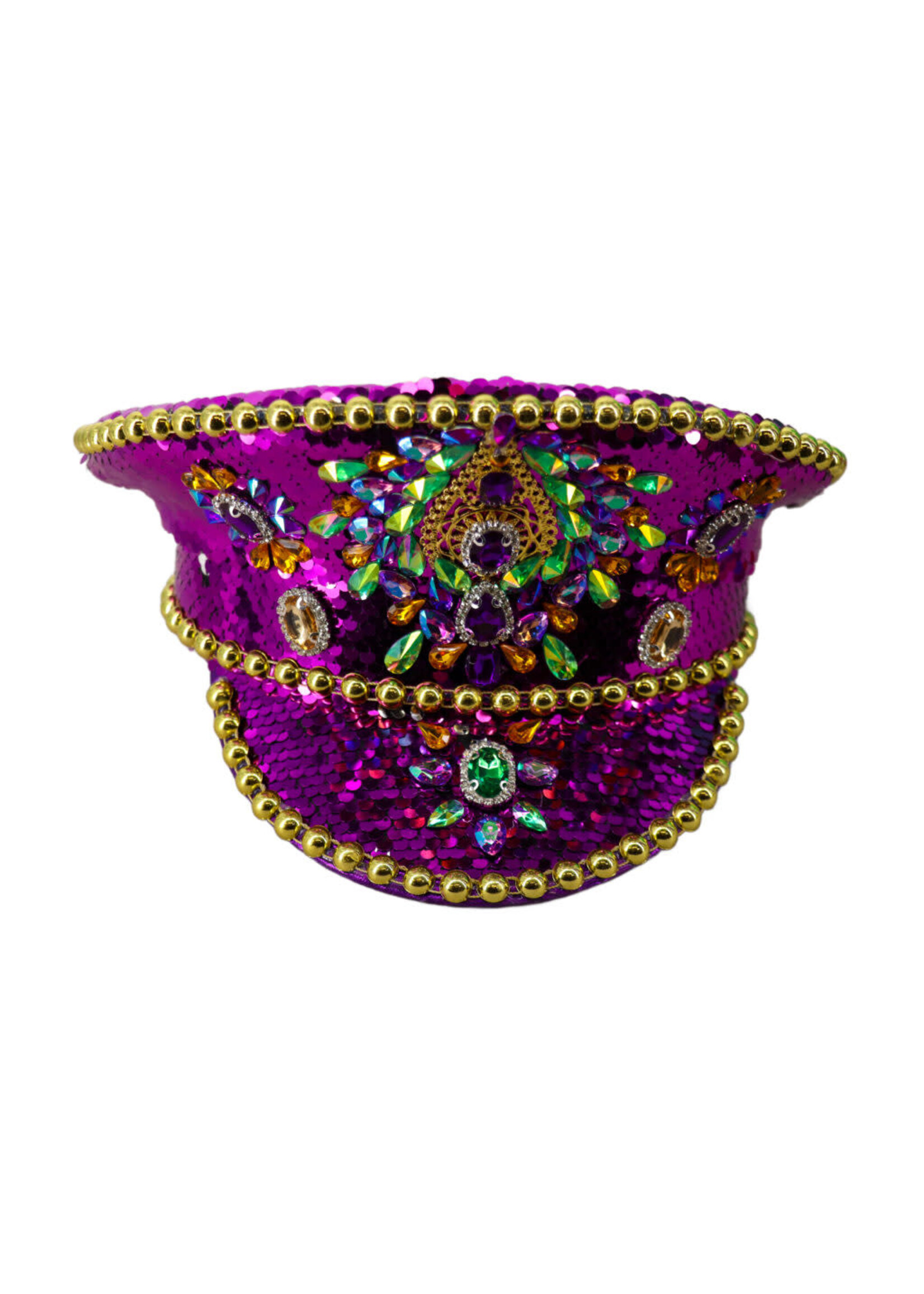 Feestkleding Breda Mardi Gras gemstones politie hoed Paars