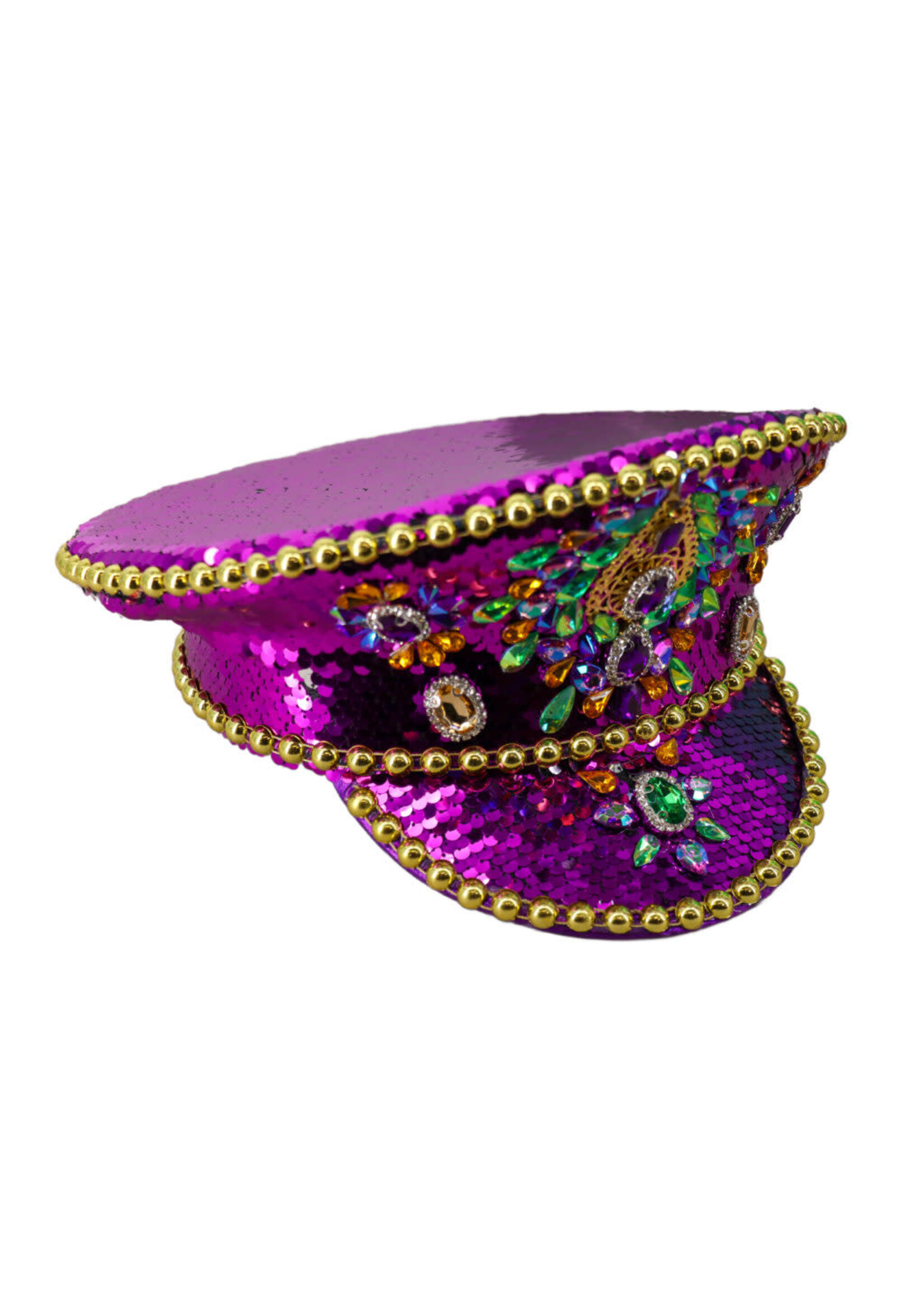 Feestkleding Breda Mardi Gras gemstones politie hoed Paars