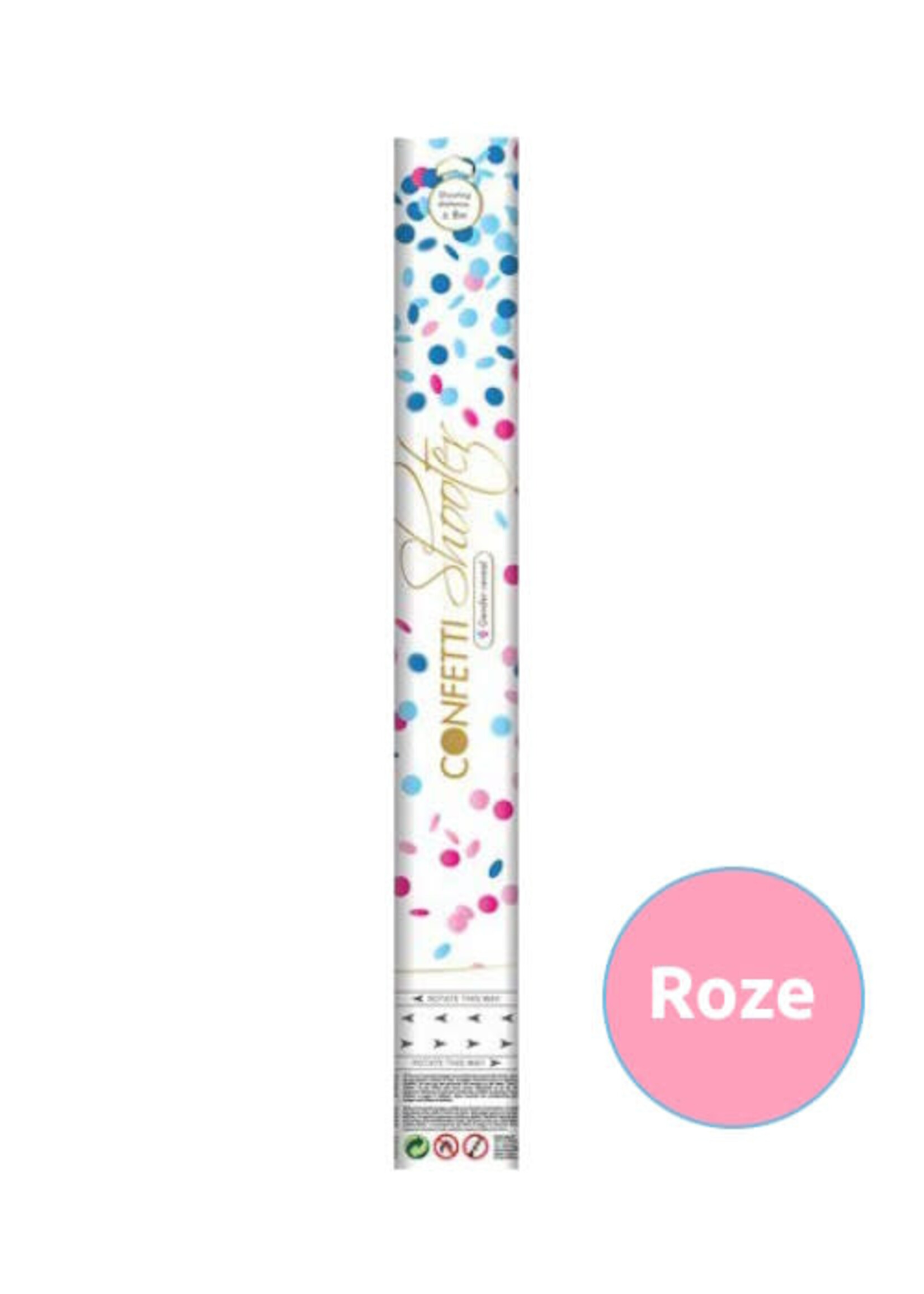 Feestkleding Breda Confetti shooter gender reveal roze (40cm)