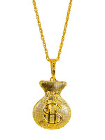 Feestkleding Breda Ketting goud met $ geldzak