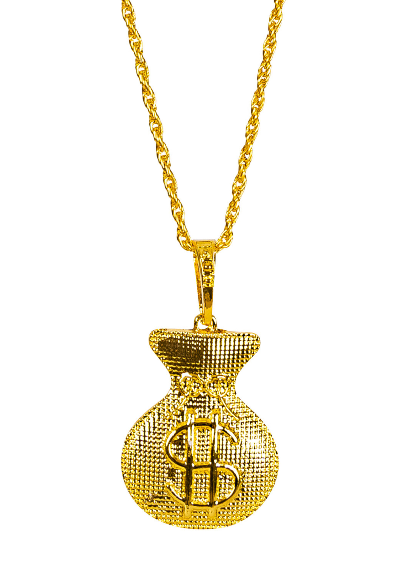 Feestkleding Breda Ketting goud met $ geldzak