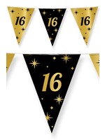 PartyXplosion Vlaggenlijn 16 jaar zwart/goud 10m
