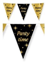 Feestkleding Breda Vlaggenlijn Party time zwart/goud 10m